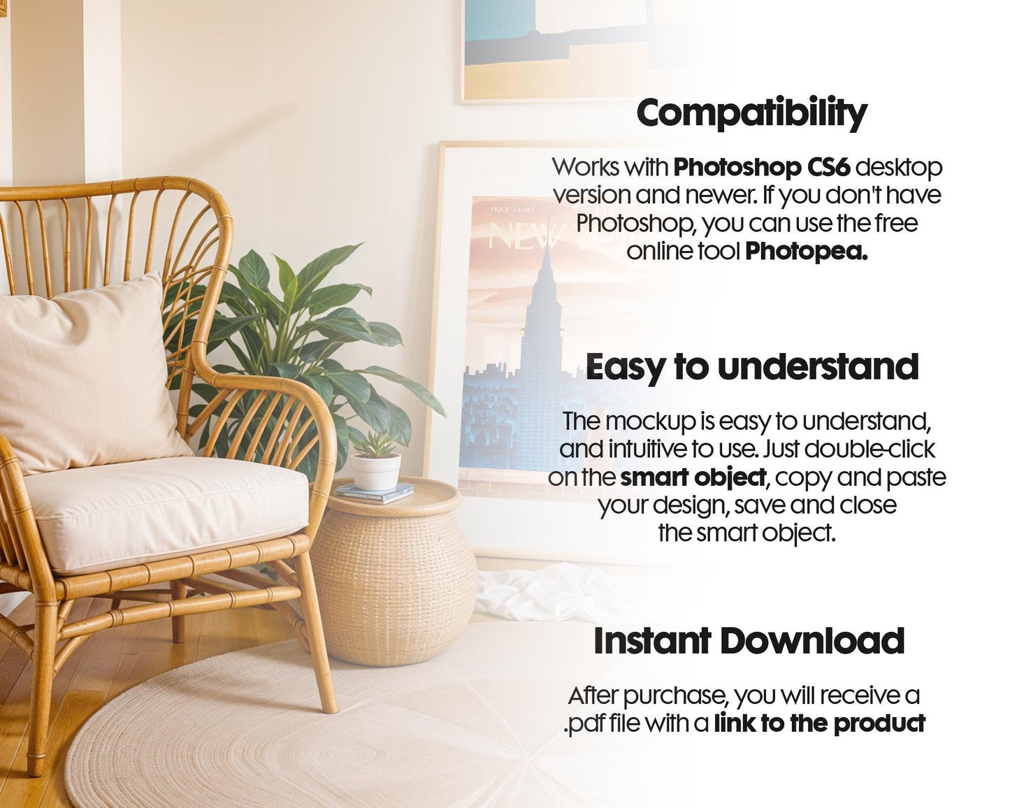 Chair Frame Mockup Collection | DIN A Artwork Mockup Frames | Poster Shop Mockup | PSD Frame Mockup