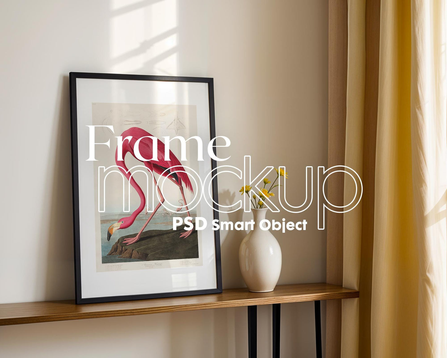 Blank Wooden Poster Frame Mockup, Room Frame Mockup, Minimalist Frame Mockup for Digital Download, Posters and Artwork Instant Download
