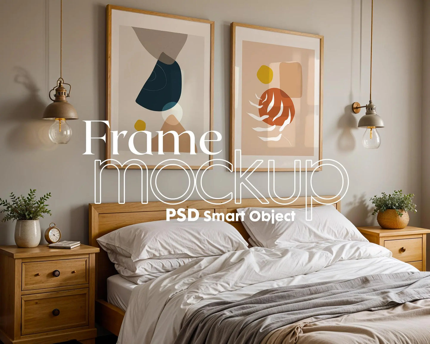 2 Frames Bedroom Mockup PSD, Mockup Frames, Double Frames Mockup, Set of 2 Mock Up, Wall Art Display, Poster Mockup, Poster Mockup PSD