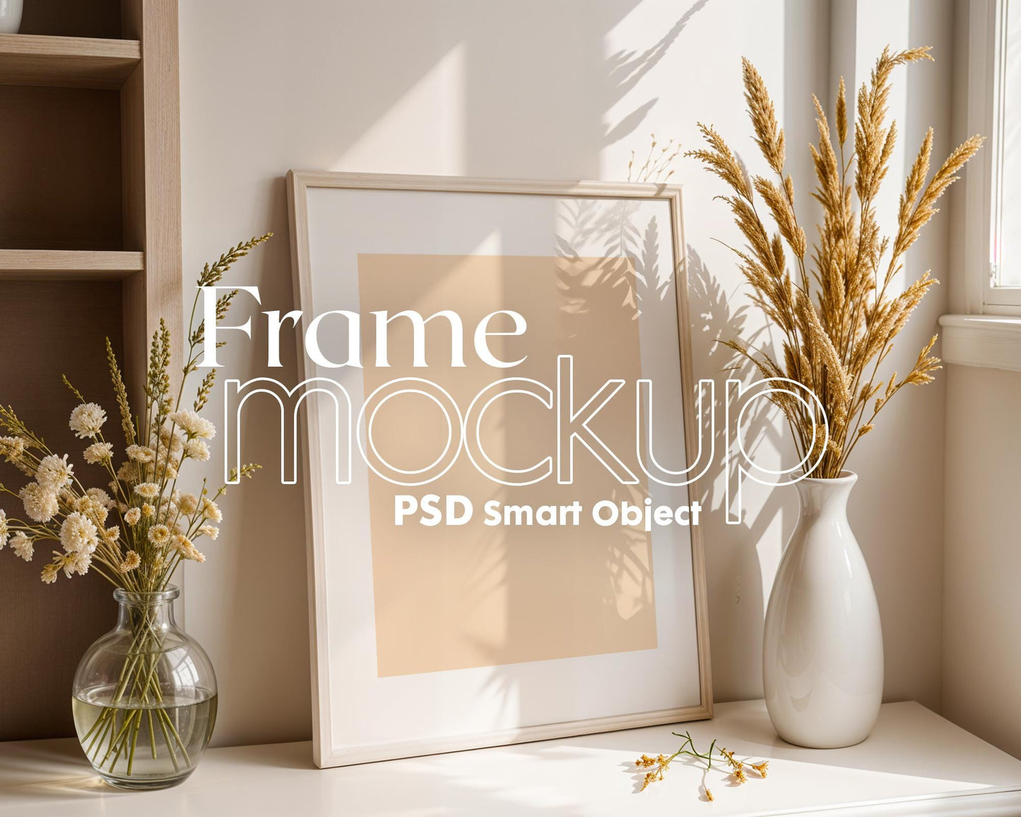 Blank Wooden Poster Frame Mockup, Minimalist Frame Mockup for Digital Download, Posters and Artwork Smart Object Instant Download