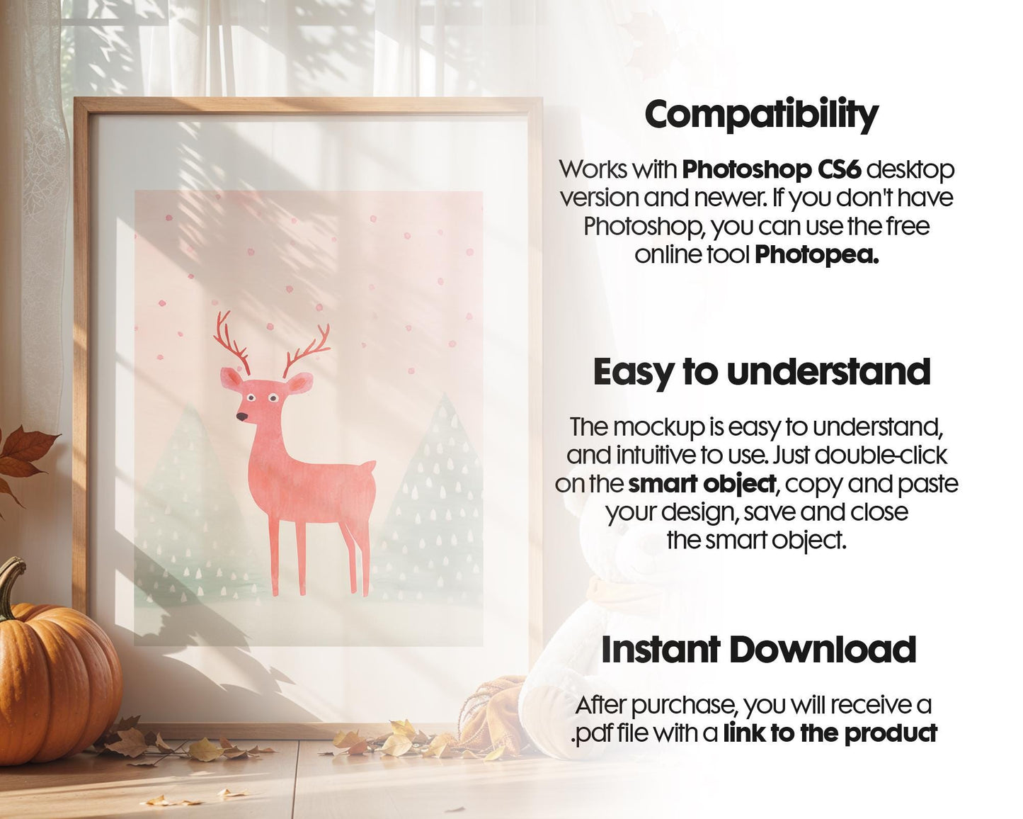 Halloween Frame Mockup Nursery, Frame Mockup,Halloween Art Mockup,Kids Room Halloween Frame,Minimalist Frame Mockup