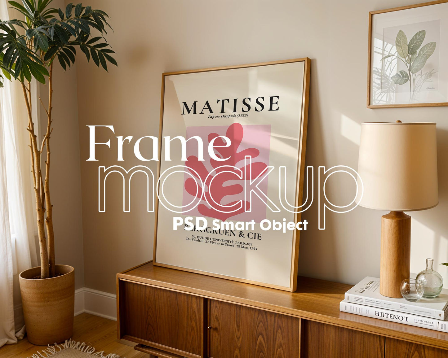 Blank Wooden Poster Frame Mockup, Minimalist Frame Mockup for Digital Download, Posters and Artwork Smart Object Instant Download
