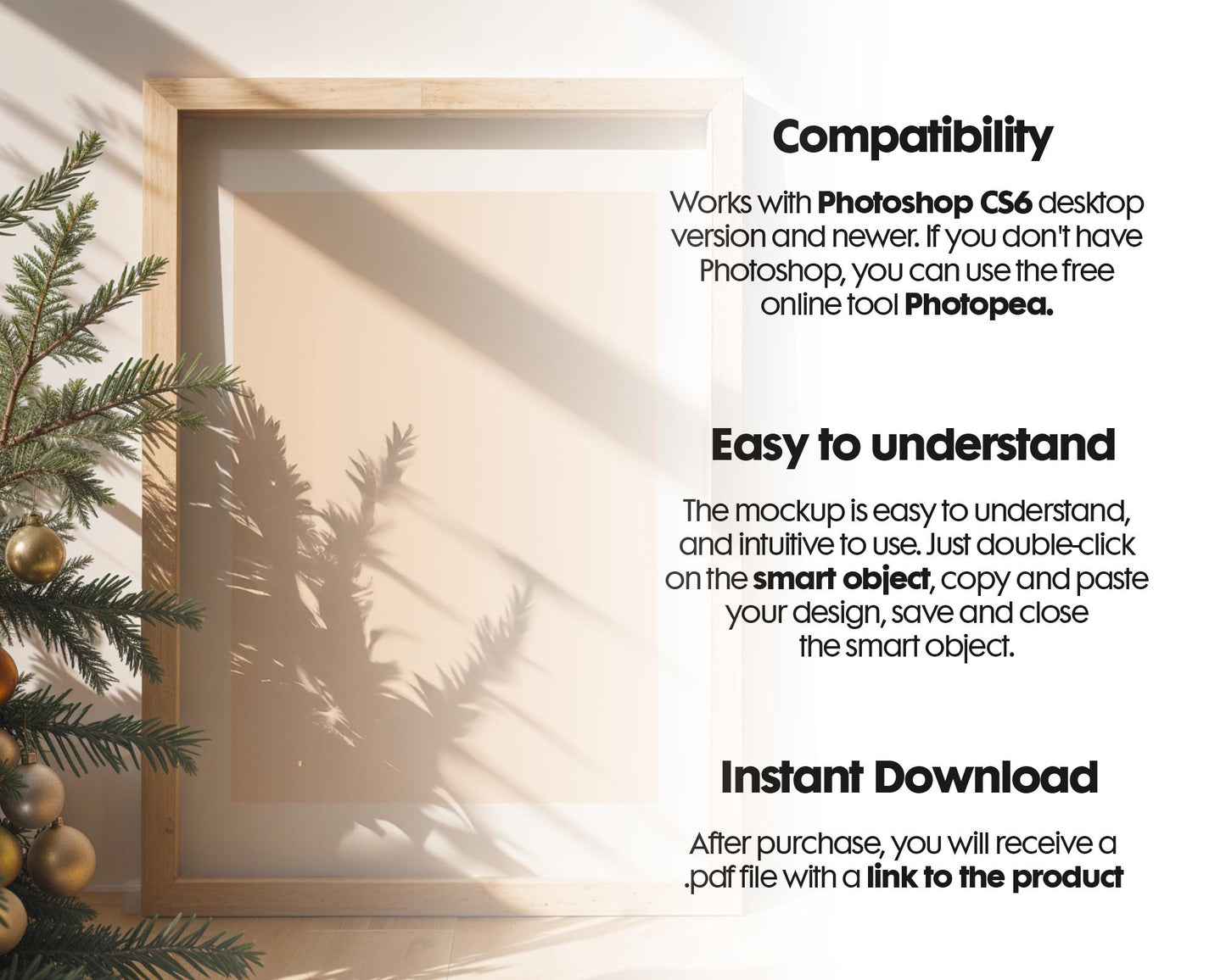 Christmas Frame Mockup PSD, Christmas Holiday Frame Mockup, Christmas Mockup Poster Presentation, Christmas Interior Frame Mockup