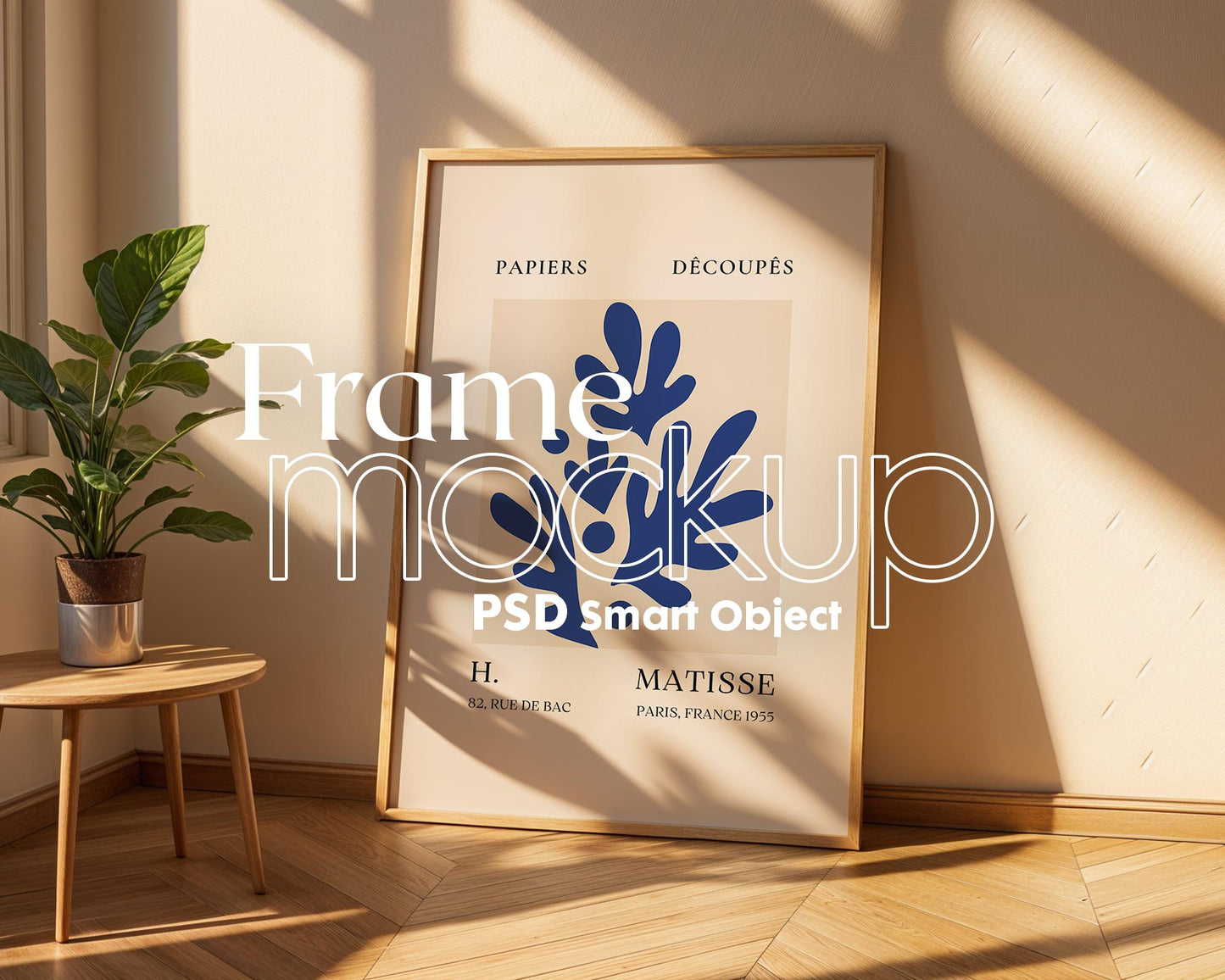 Blank Wooden Poster Frame Mockup, Minimalist Frame Mockup for Digital Download, Posters and Artwork Smart Object Instant Download