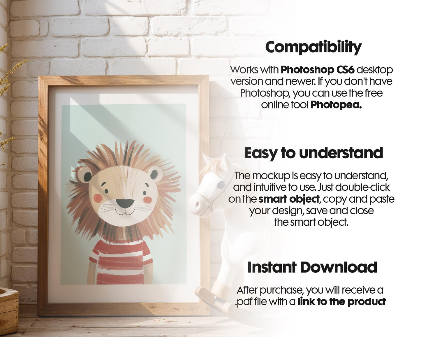 Frame Nursery Mockup in Home Interior PSD | Nursery Frame Mockup Frames | Nursery Wall Poster | Poster Shop Mockup