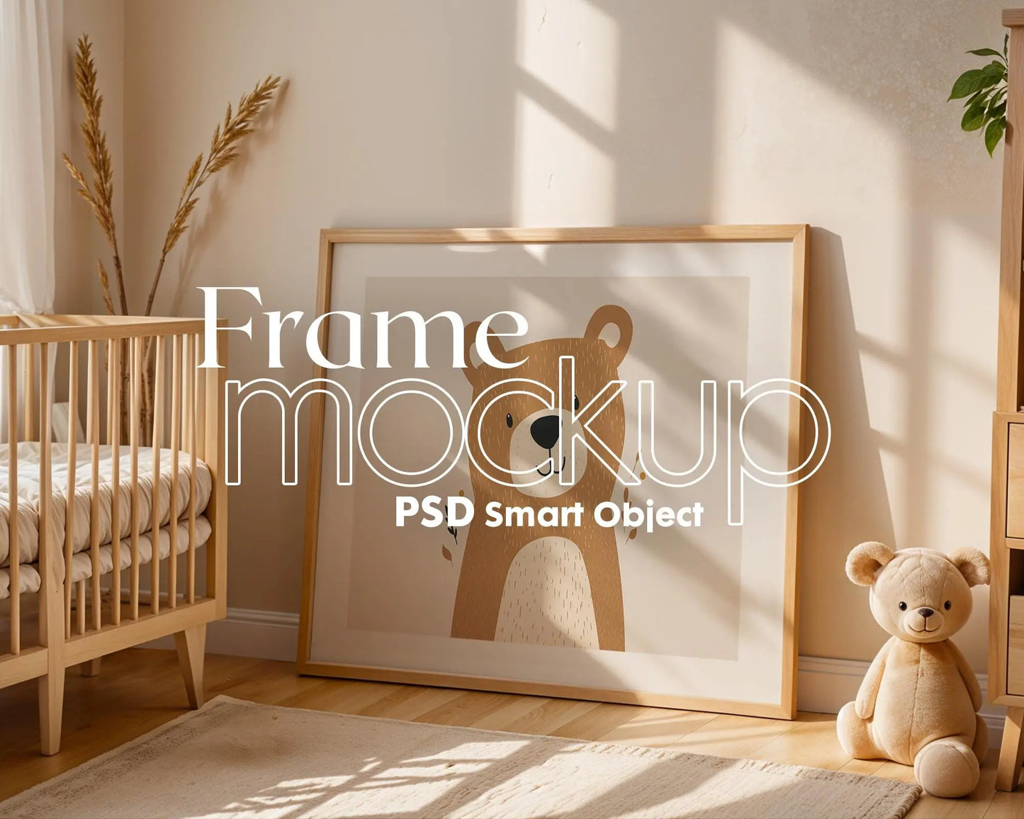 Horizontal Frame Nursery Mockup in Home Interior PSD | Nursery Horizontal Frame Mockup Frames | Nursery Wall Poster | Poster Shop Mockup