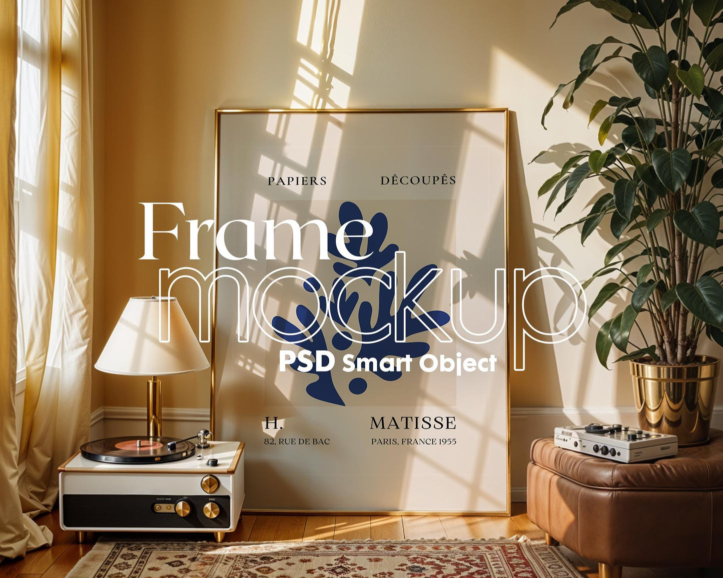 Blank Wooden Poster Frame Mockup, Minimalist Frame Mockup for Digital Download, Posters and Artwork Smart Object Instant Download