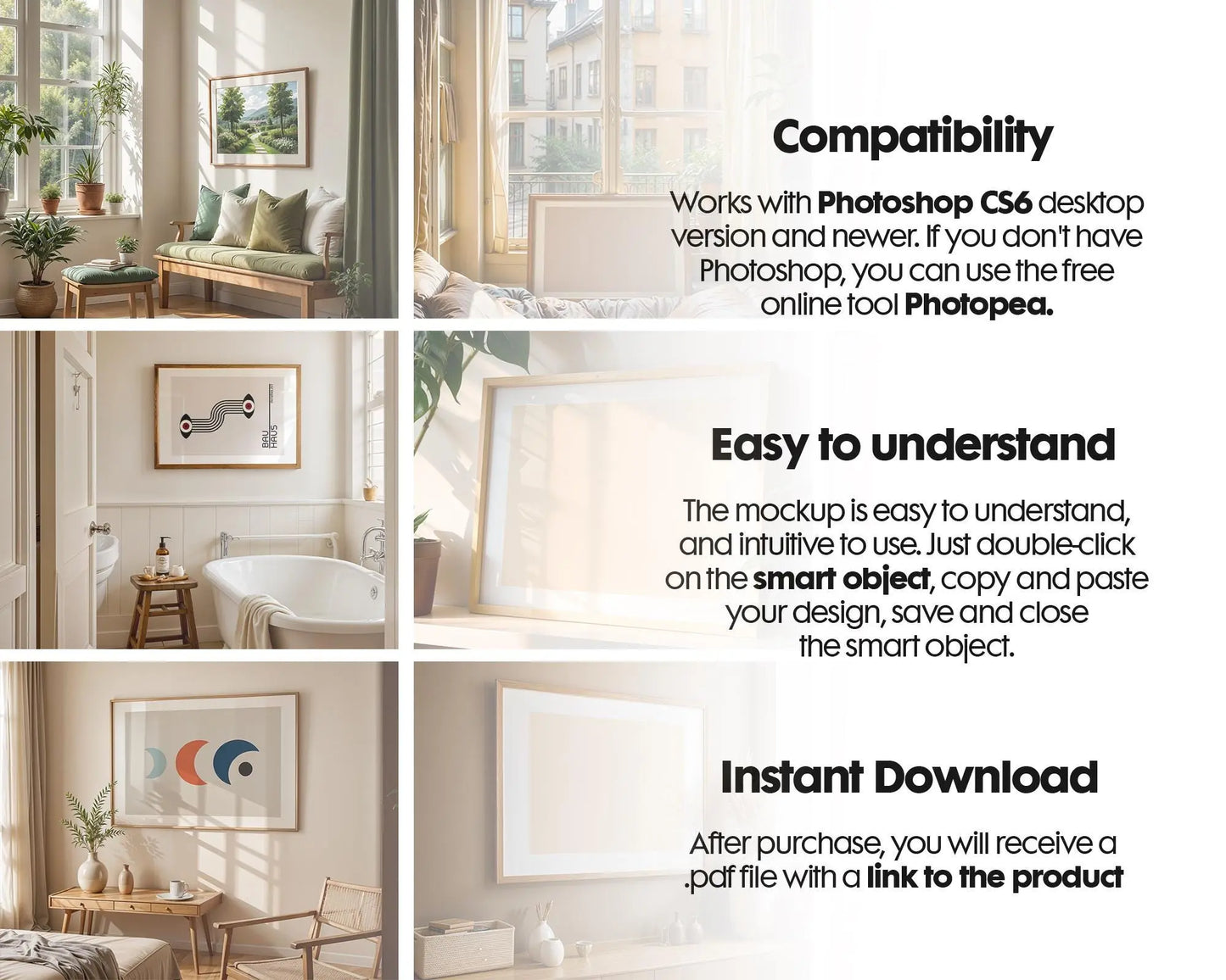 20 Horizontal Frame Mockup Bundle , Horizontal Poster Frame Mockup , Frame Mockup for Print, Horizontal Frame Mockup Smart Object