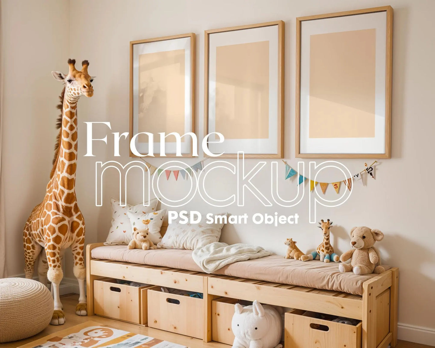 Frame Nursery Mockup in Home Interior PSD | Nursery Frame Mockup Frames | Nursery Wall Poster | Poster Shop Mockup