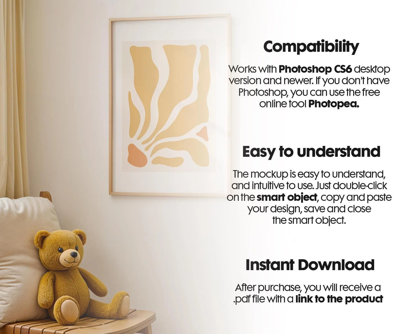 Frame Nursery Mockup in Home Interior PSD | Nursery Frame Mockup Frames | Nursery Wall Poster | Poster Shop Mockup