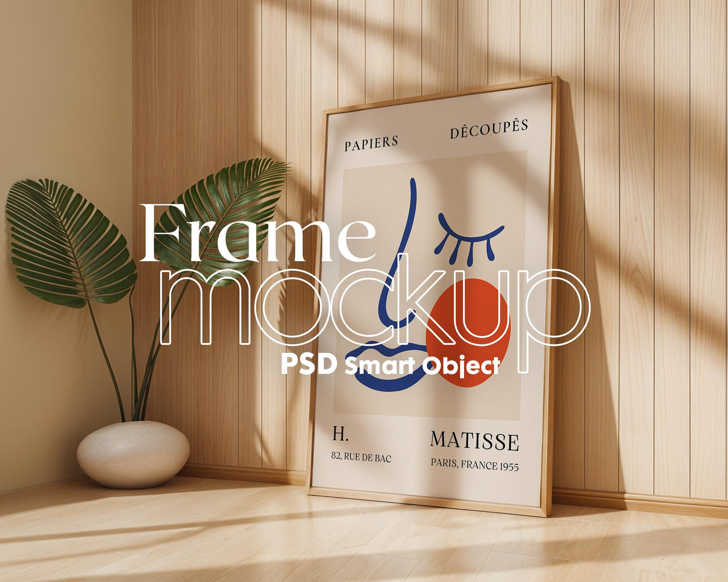 Blank Wooden Poster Frame Mockup, Minimalist Frame Mockup for Digital Download, Posters and Artwork Smart Object Instant Download