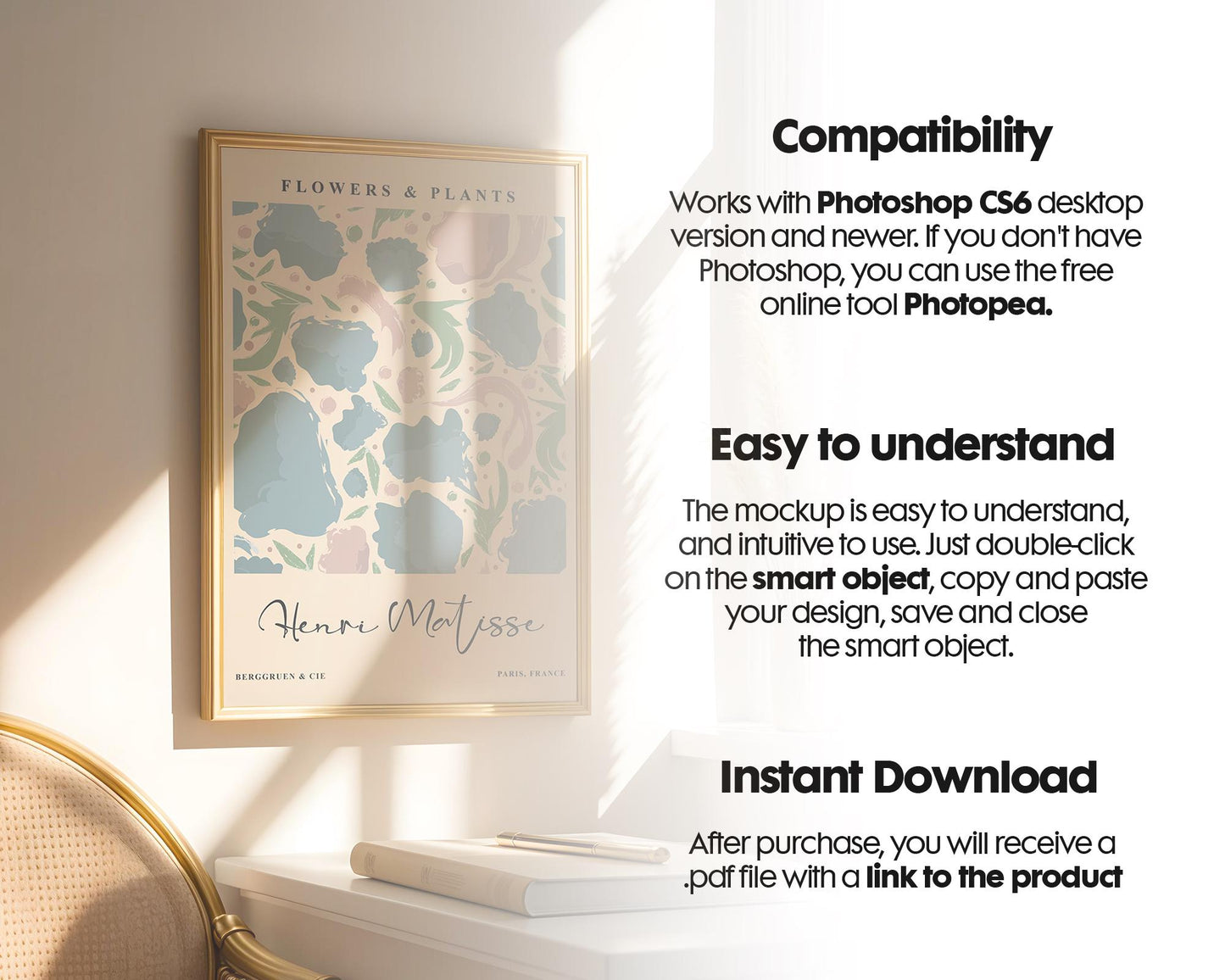 Interior Wall Frame Mockup PSD | Frame Mockup Frames | Interior Wall Poster | Interior Poster Shop Mockup