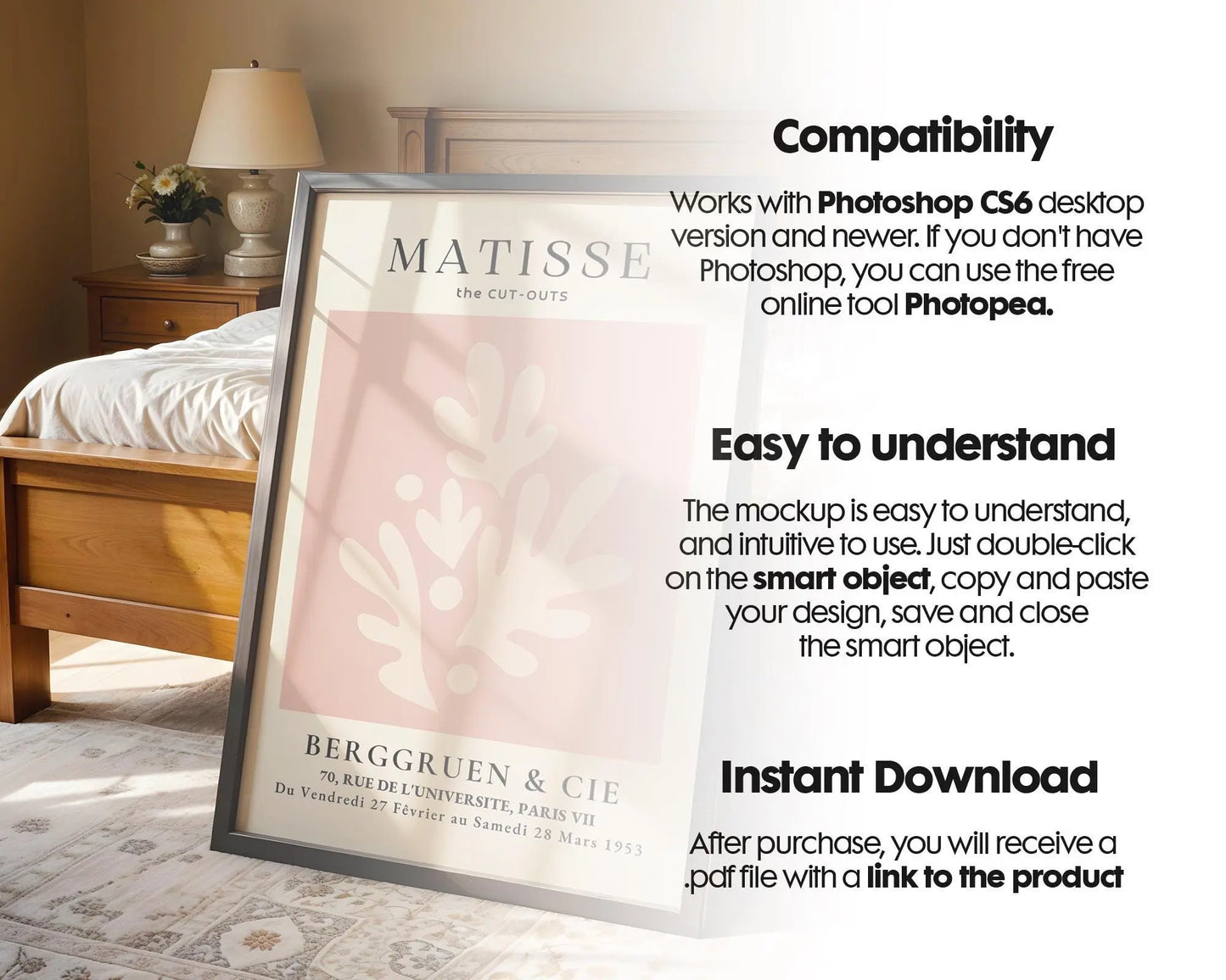 Bedroom Frame Mockup PSD | Bedroom Frame Mockup Frames | Bedroom Poster Mockup | Interior Poster Shop Mockup