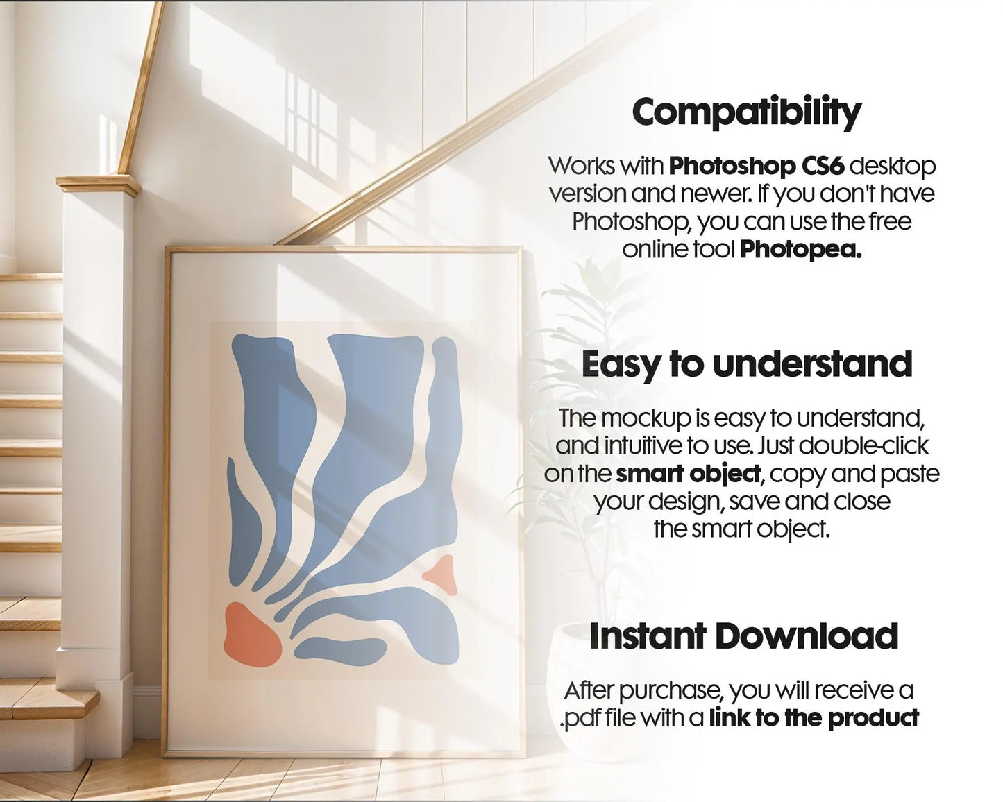 Soft Aesthetic Interior Frame Mockup | ISO A DIN Ratio | Thin Wood Frame | PSD Mockup | Frame Mockup Midcentury Minimal Home Interior