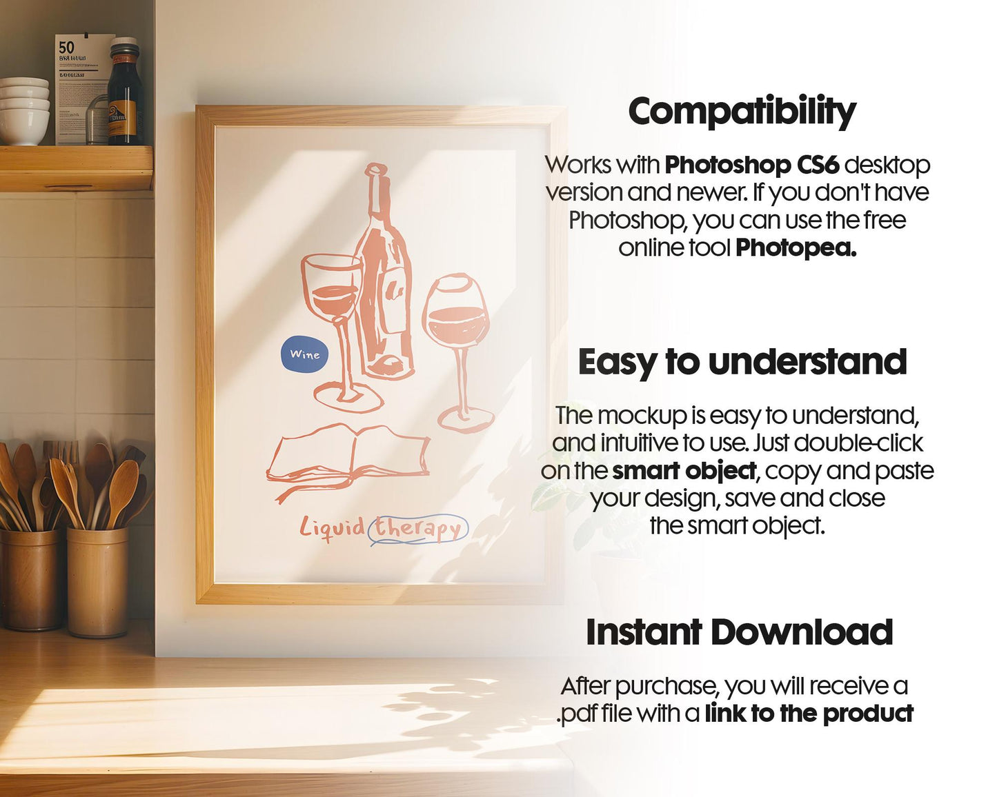 Kitchen Frame Mockup Collection | DIN A Artwork Mockup Frames | Kitchen Wall Art, Digital Prints, and Poster Shop Mockup