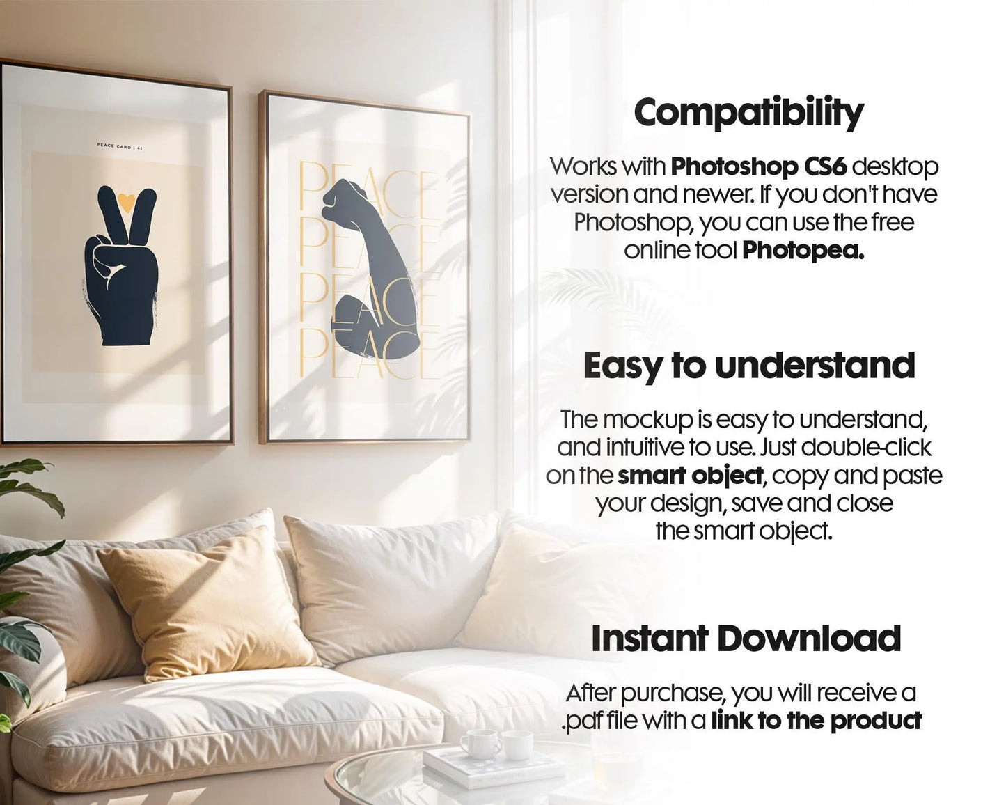 2 Frames Mockup PSD, Mockup Frames, Double Frames Mockup, Set of 2 Mock Up, Wall Art Display, Poster Mockup, Interior Wall Poster Mockup PSD