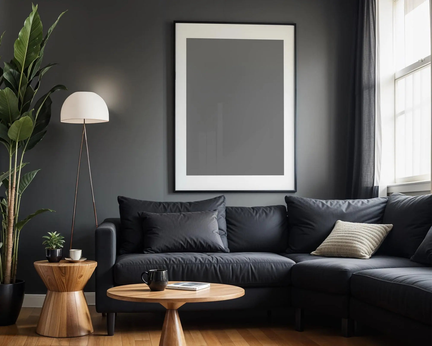 Soft Aesthetic Interior Frame Mockup | ISO A DIN Ratio | Thin Wood Frame | PSD Mockup | Frame Mockup Midcentury Minimal Home Interior