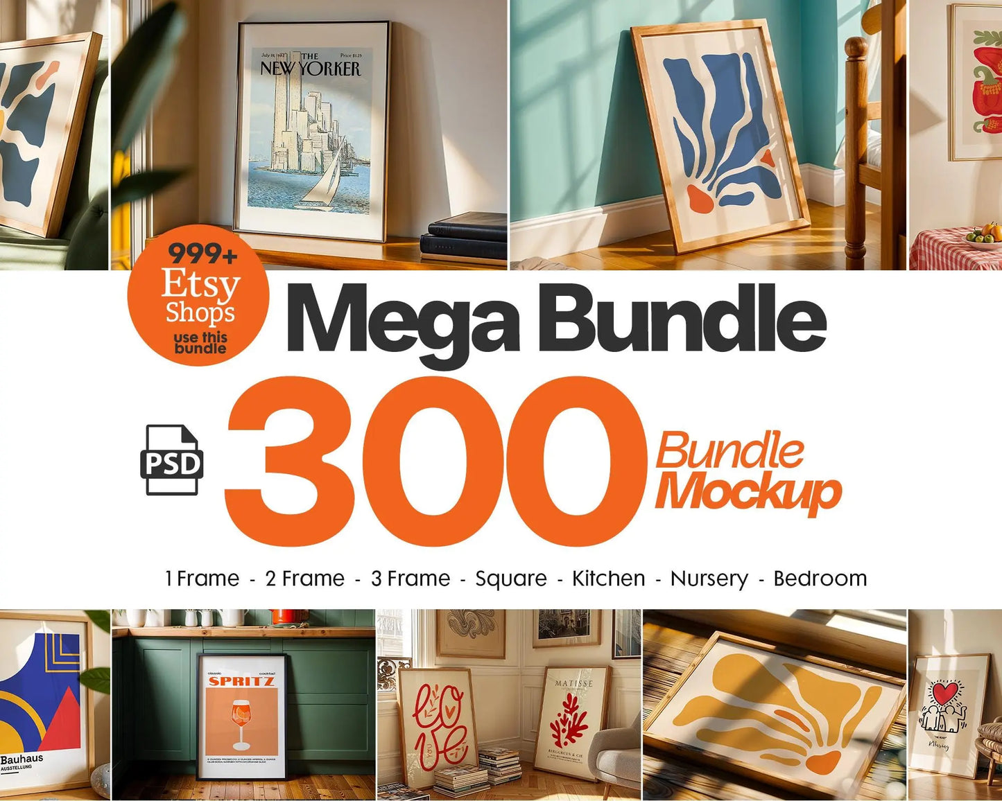300+ Frames Mockup PSD Bundle Set, Frame Mockup Bundle, 300+ PSD Wall Mockup Frame, PSD Frames Bundle, Mega Bundle Frames Mockup