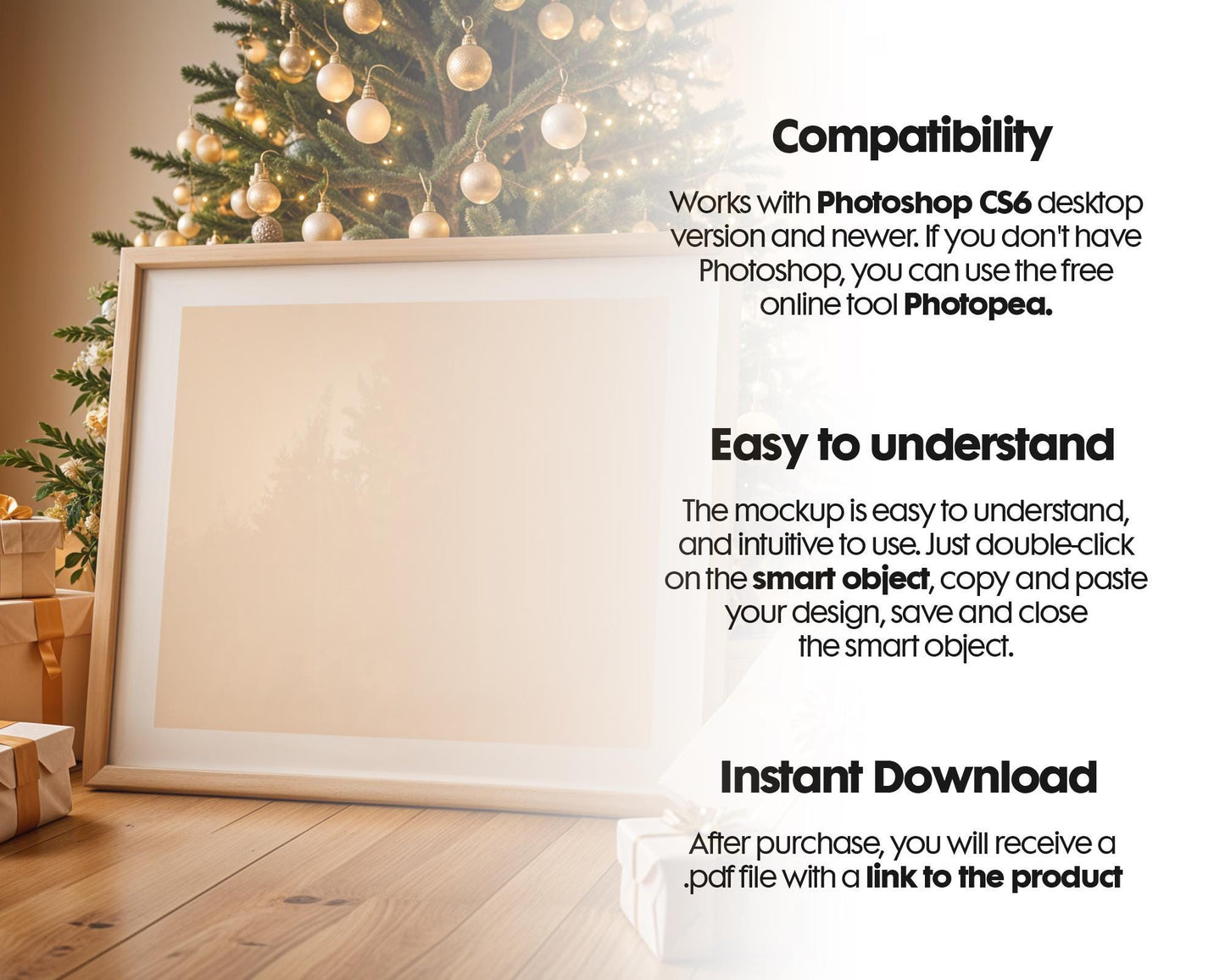 Christmas Frame Mockup PSD, Christmas Holiday Frame Mockup, Christmas Mockup Poster Presentation, Christmas Interior Frame Mockup