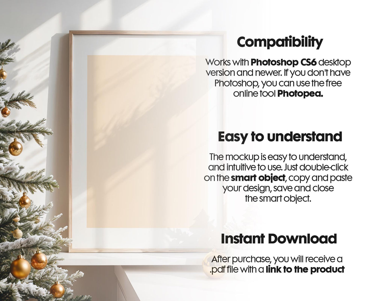 Christmas Frame Mockup PSD, Christmas Holiday Frame Mockup, Christmas Mockup Poster Presentation, Christmas Interior Frame Mockup