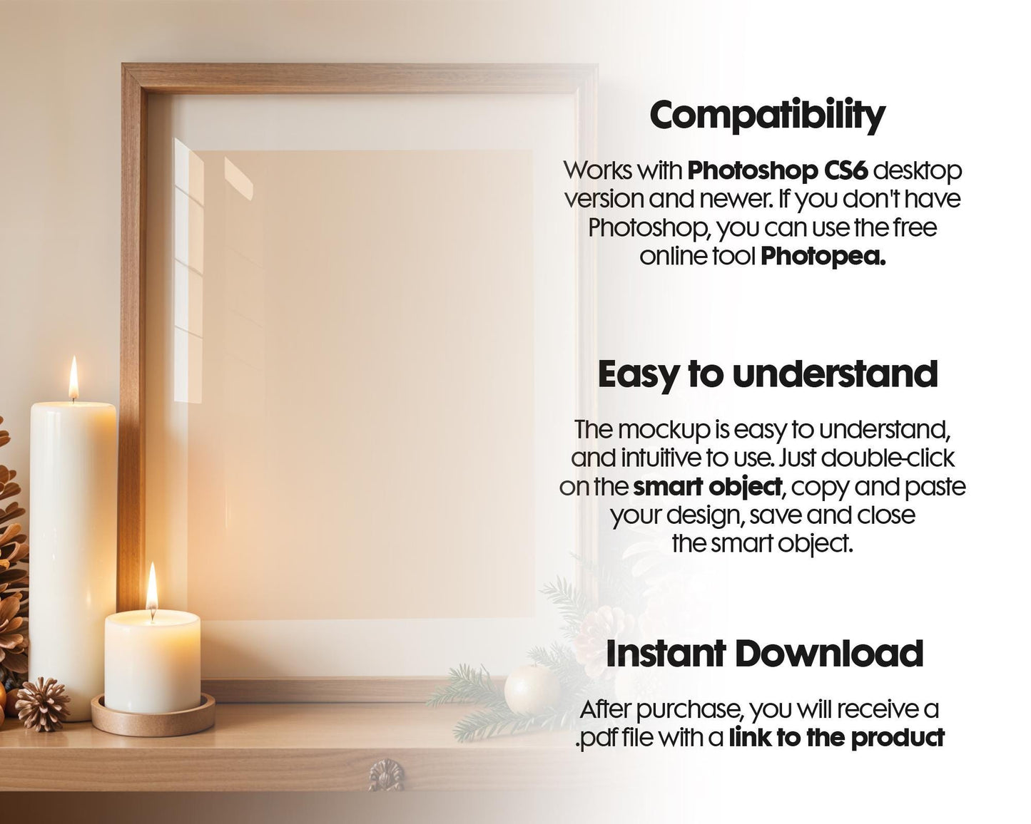 Christmas Frame Mockup PSD, Christmas Holiday Frame Mockup, Christmas Mockup Poster Presentation, Christmas Interior Frame Mockup