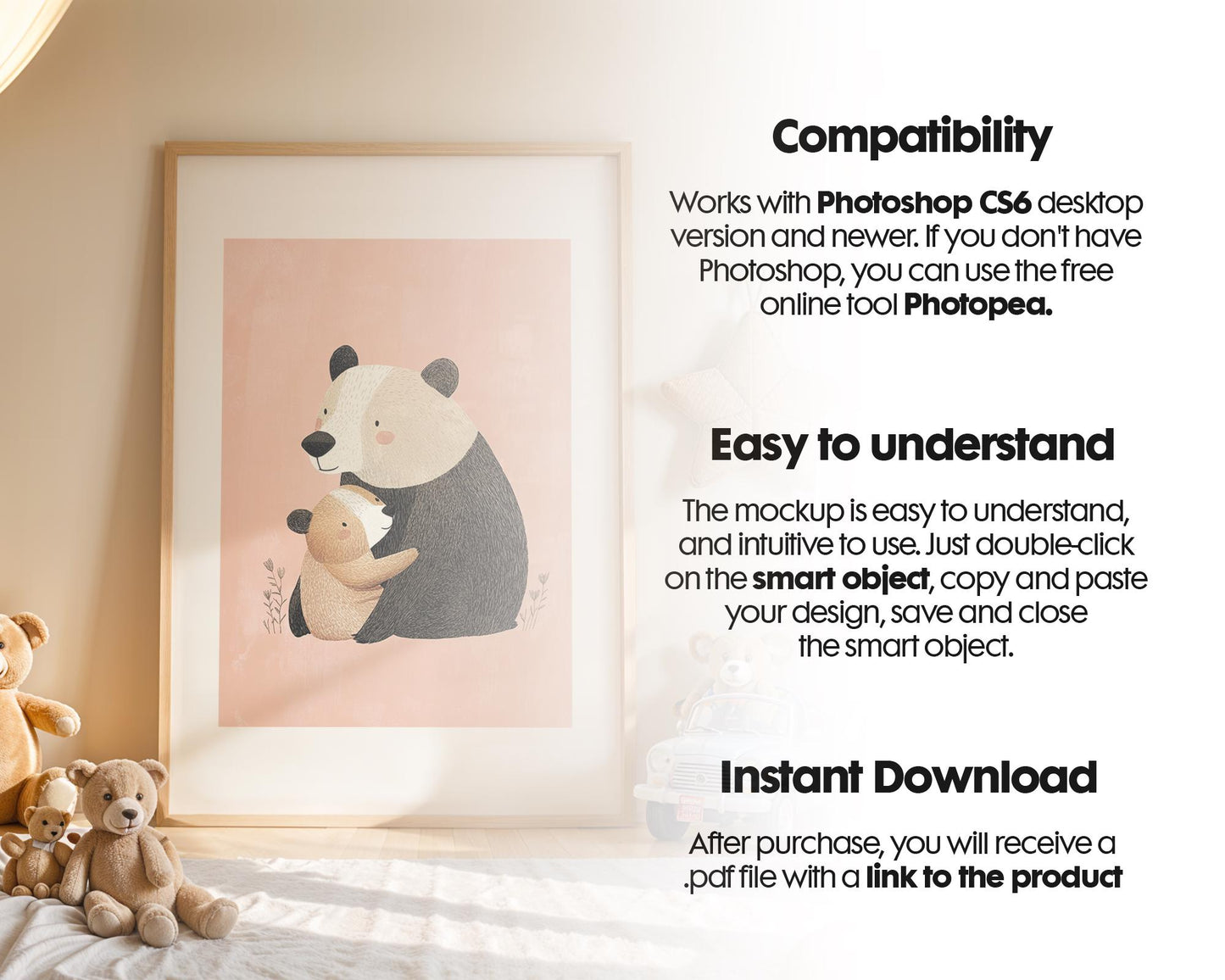 Frame Nursery Mockup in Home Interior PSD | Nursery Frame Mockup Frames | Nursery Wall Poster | Poster Shop Mockup