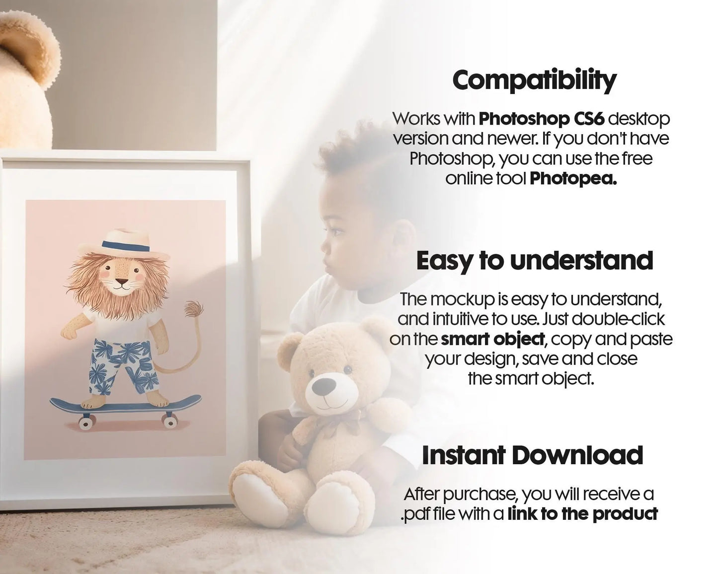 Frame Nursery Mockup in Home Interior PSD | Nursery Frame Mockup Frames | Nursery Wall Poster | Poster Shop Mockup