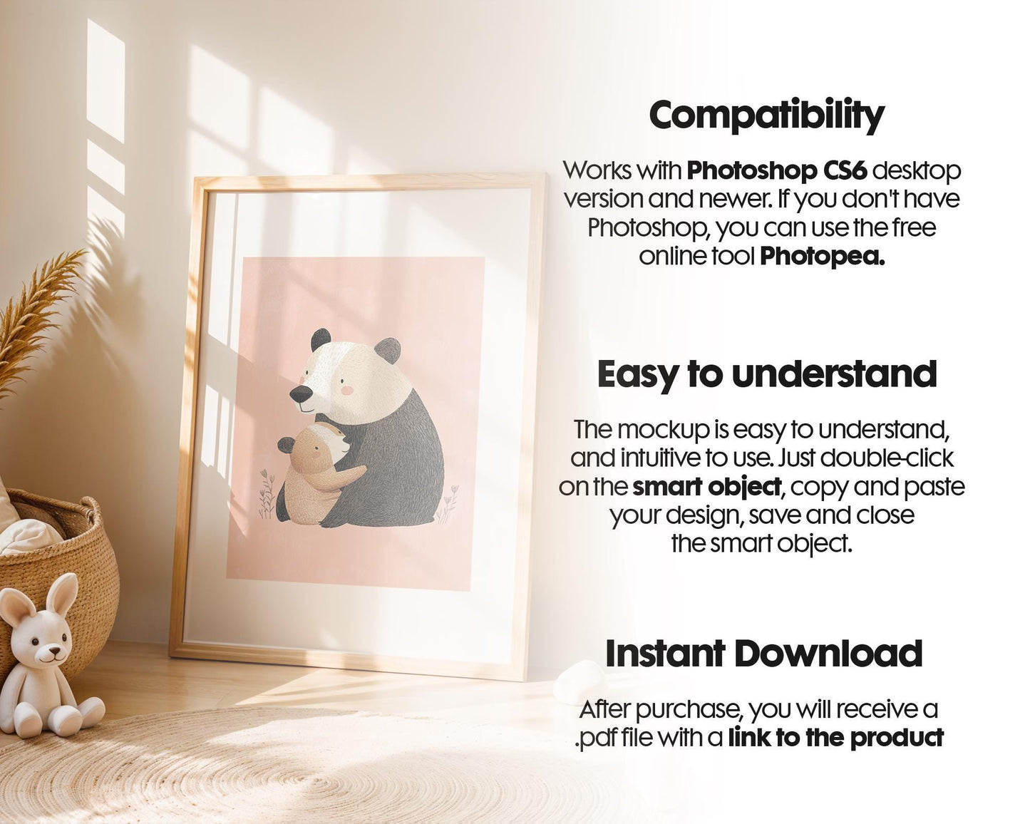 Frame Nursery Mockup in Home Interior PSD | Nursery Frame Mockup Frames | Nursery Wall Poster | Poster Shop Mockup