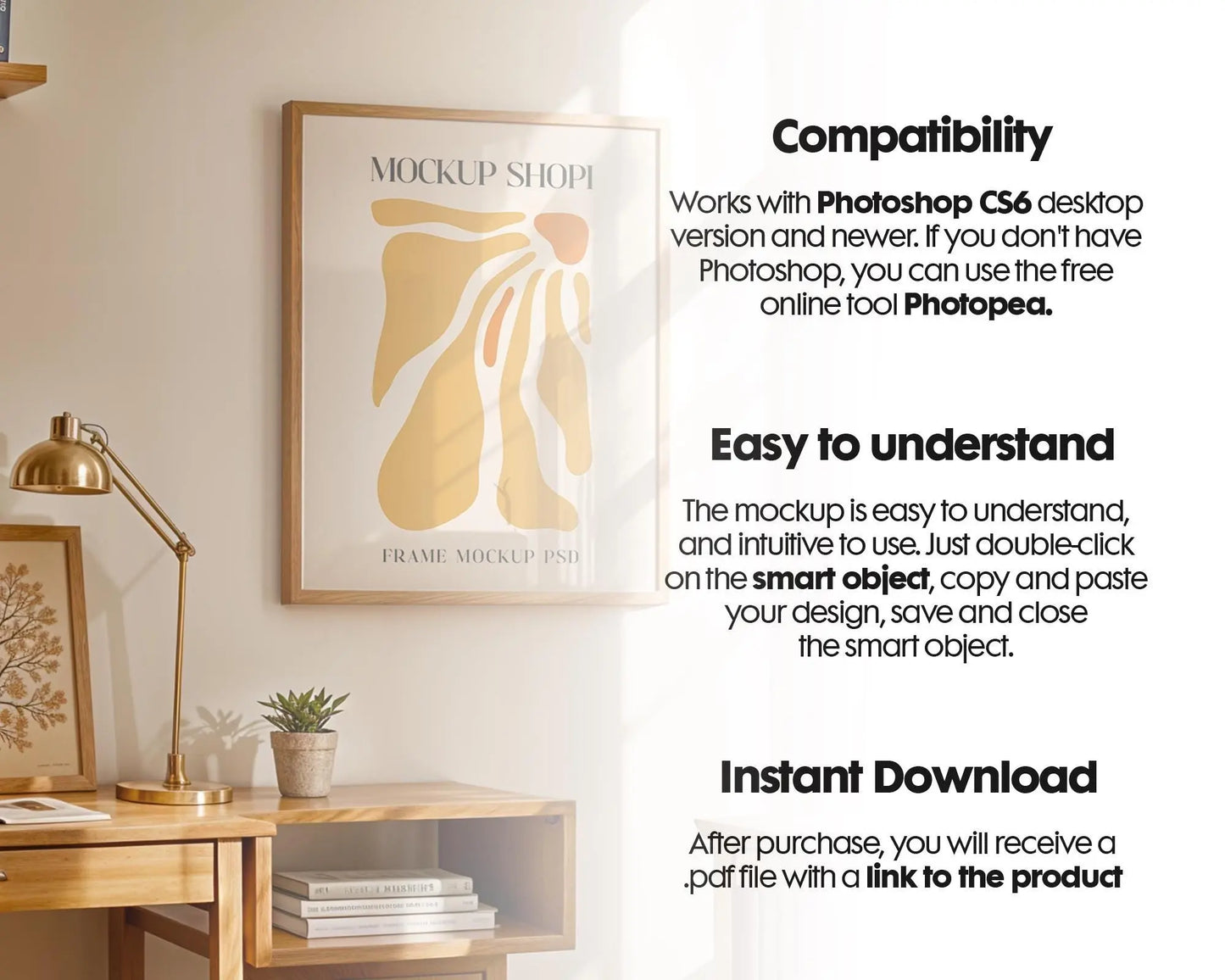 Scandinavian Interior Poster Frame Mockup, Minimalist Decor Frame Mockup for Digital Download,