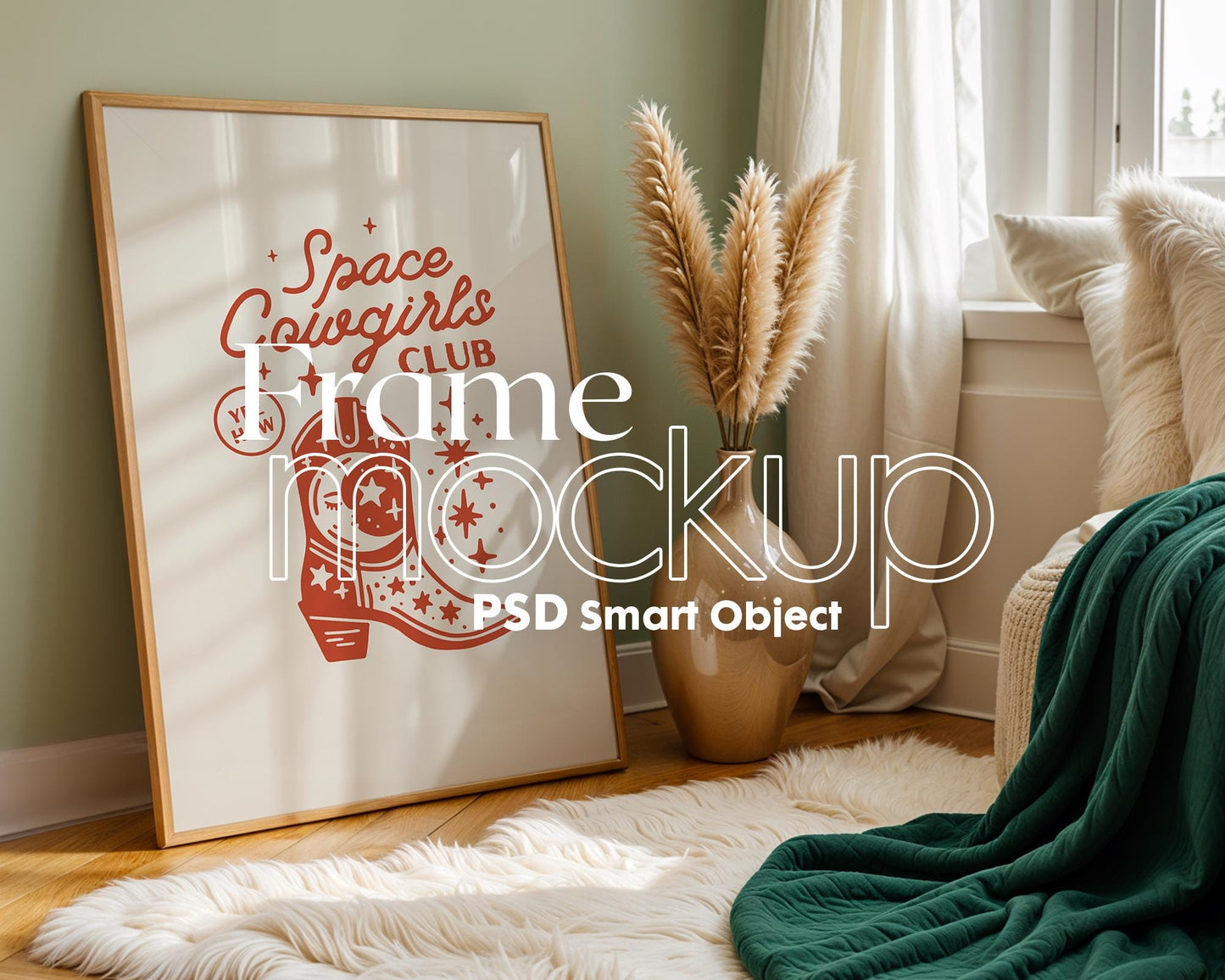 Blank Wooden Poster Frame Mockup, Minimalist Frame Mockup for Digital Download, Posters and Artwork Smart Object Instant Download