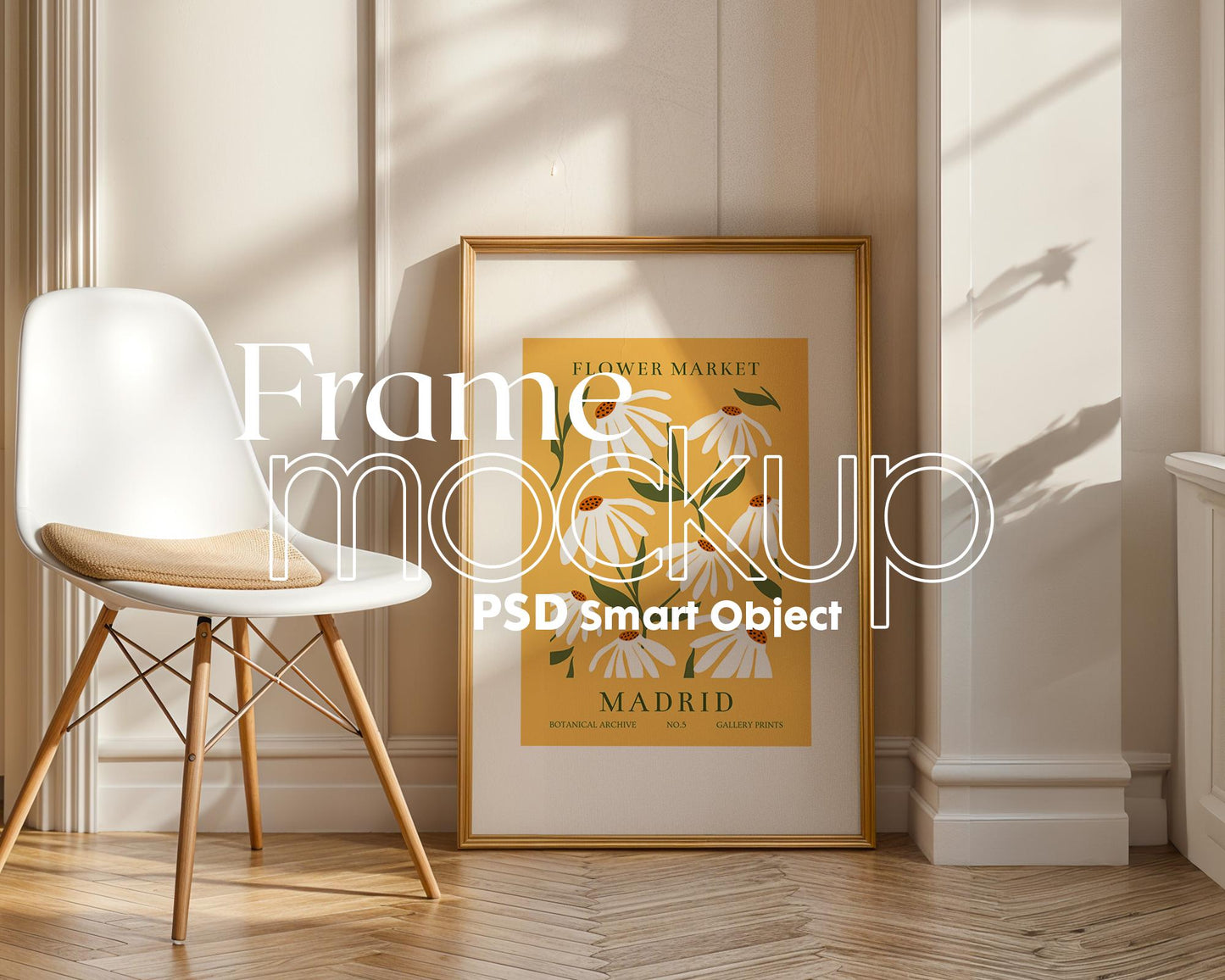 Blank Wooden Poster Frame Mockup, Minimalist Frame Mockup for Digital Download, Posters and Artwork Smart Object Instant Download
