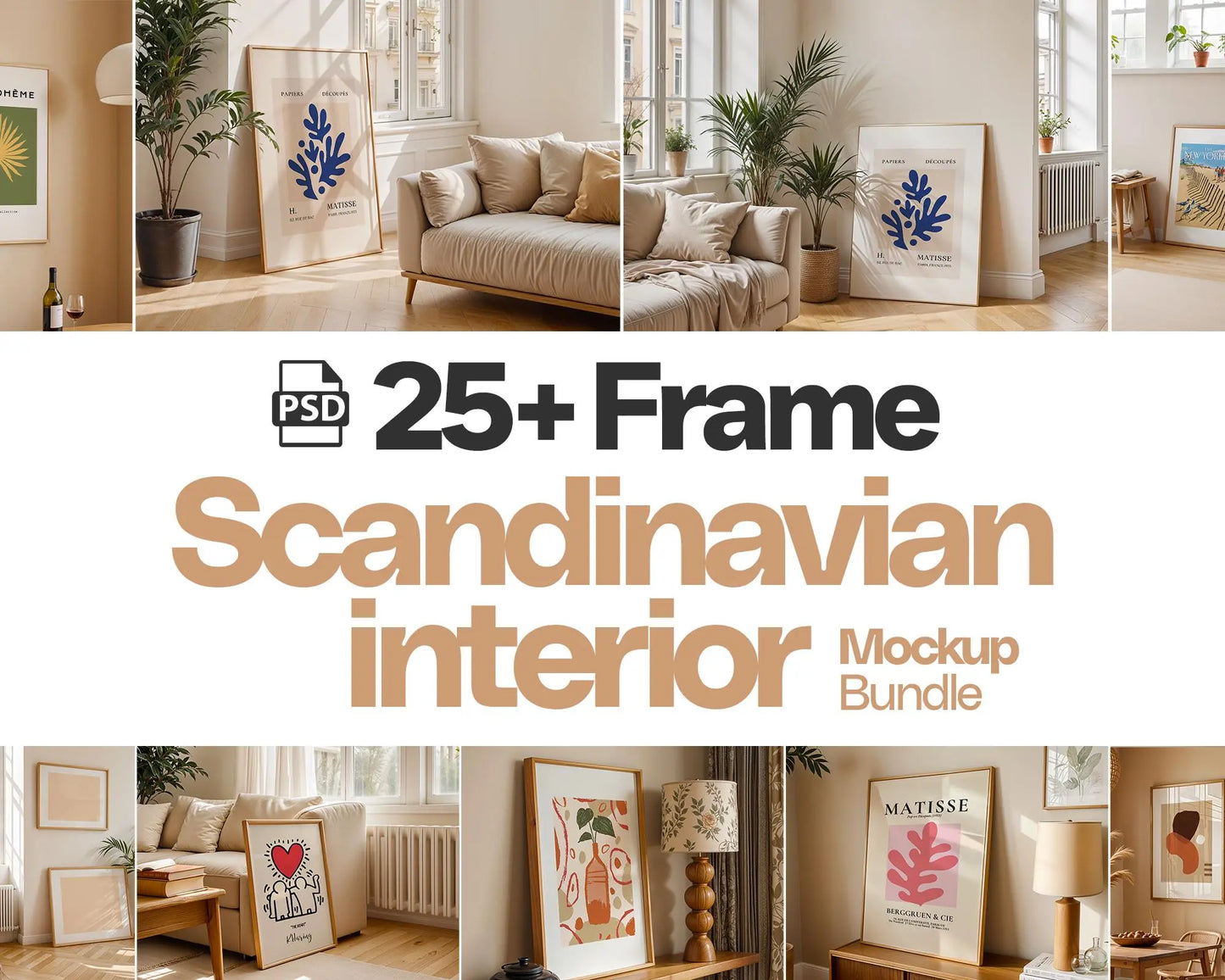 25 Scandinavian Frame Mockup PSD Bundle Set, Scandinavian interior Frame Mockup Bundle, Minimal Frame Mockups