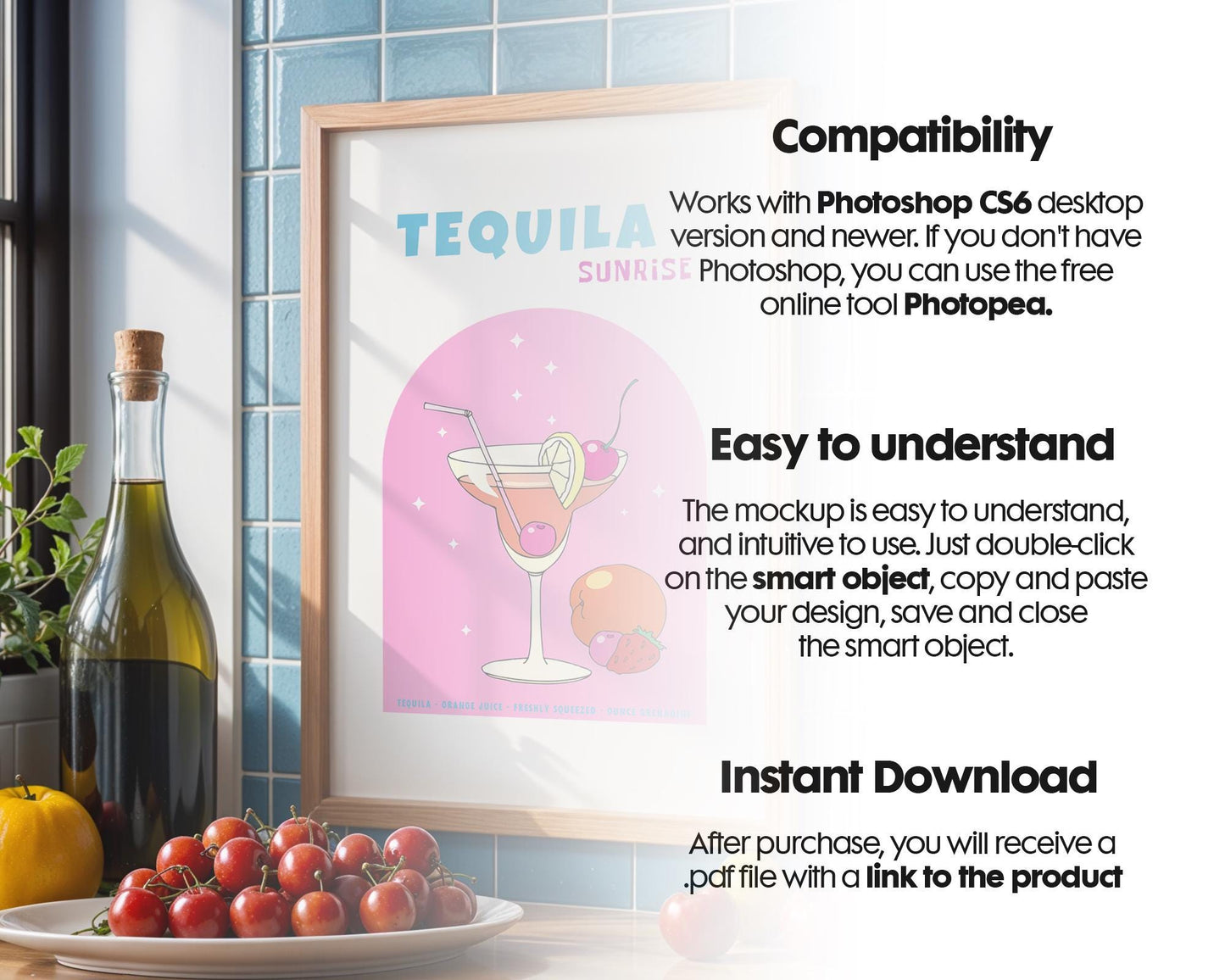 Kitchen Frame Mockup Collection | DIN A Artwork Mockup Frames | Kitchen Wall Art, Digital Prints, and Poster Shop Mockup