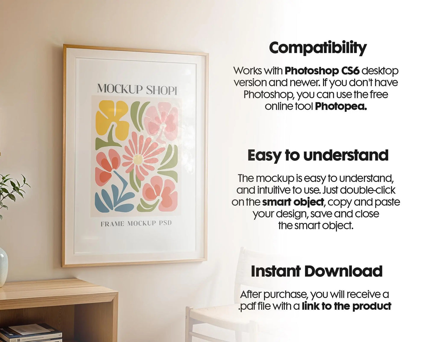 Frame Mockup in Home Interior | Frame Mockup Frames | Interior Wall Poster | Interior Poster Shop Mockup