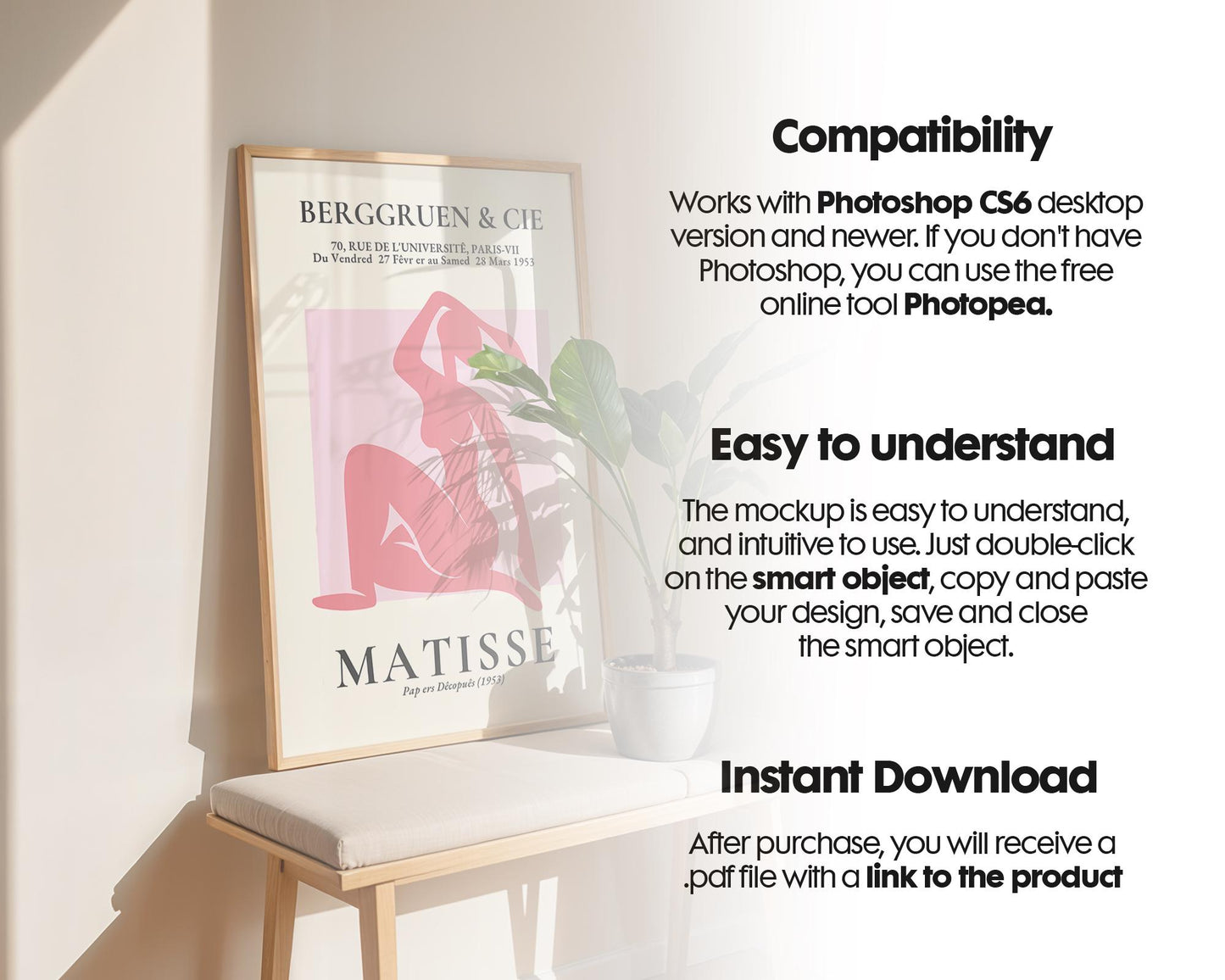 Artwork Mockup PSD | Framed Poster Mockup. DIN A Frame Mock–Up | PSD Photoshop Photopea Mockup. Frame Mockup Home Interior