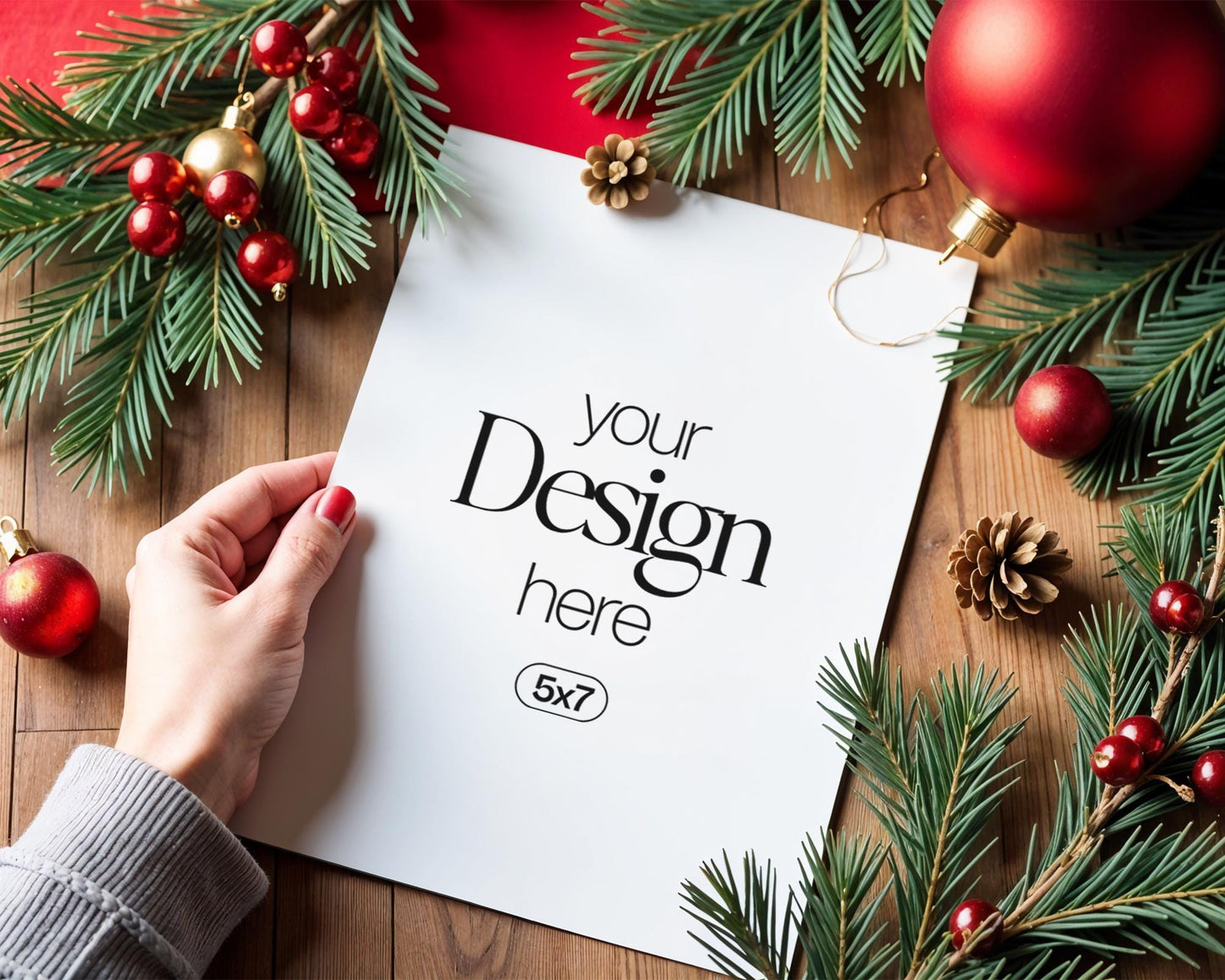 Christmas Card Mockup, White Blank Card Mockup PSD, Invite Card Mockup, Festive Greeting Card Mockup, PSD Smart Object