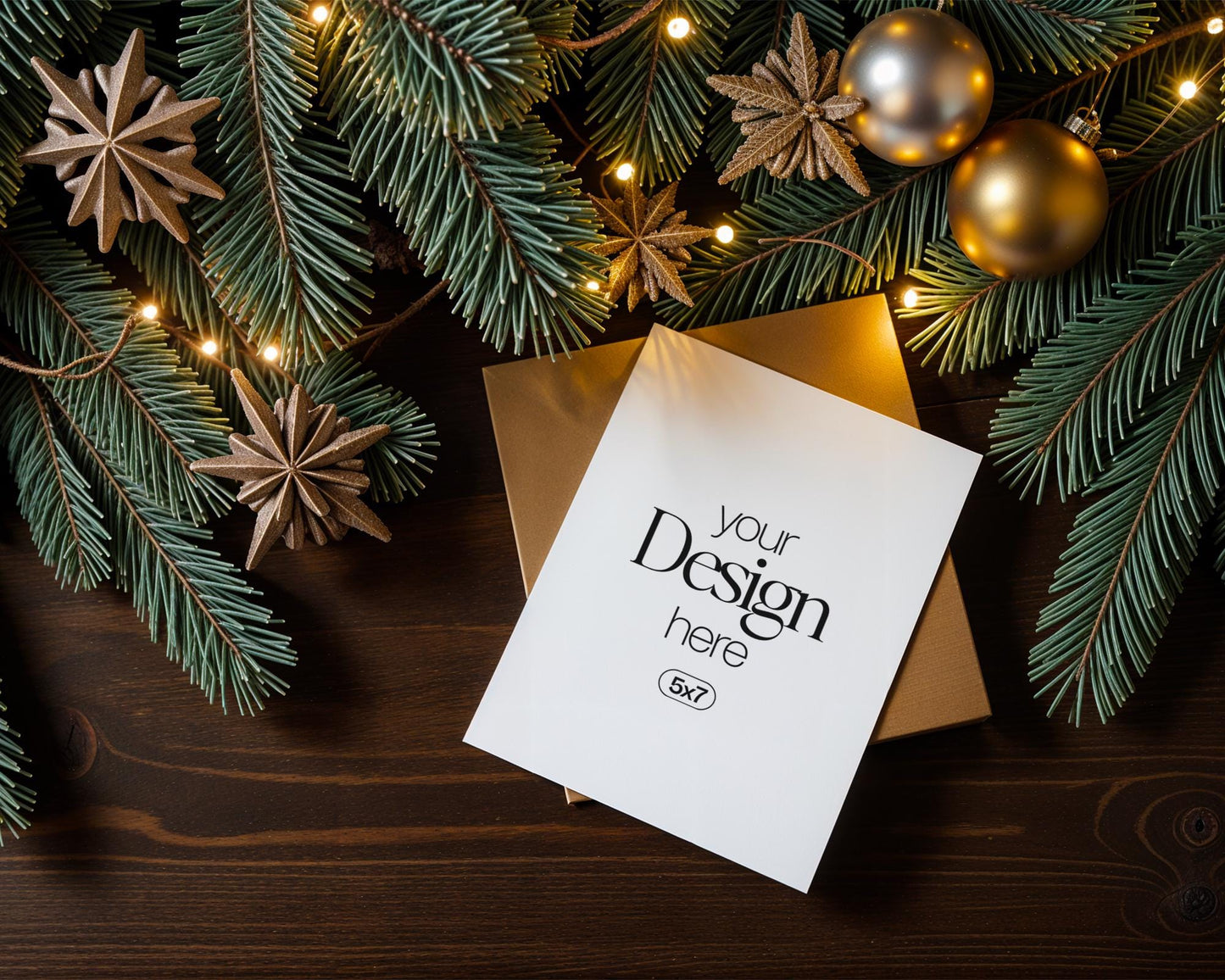 Christmas Card Mockup, White Blank Card Mockup PSD, Invite Card Mockup, Festive Greeting Card Mockup, PSD Smart Object