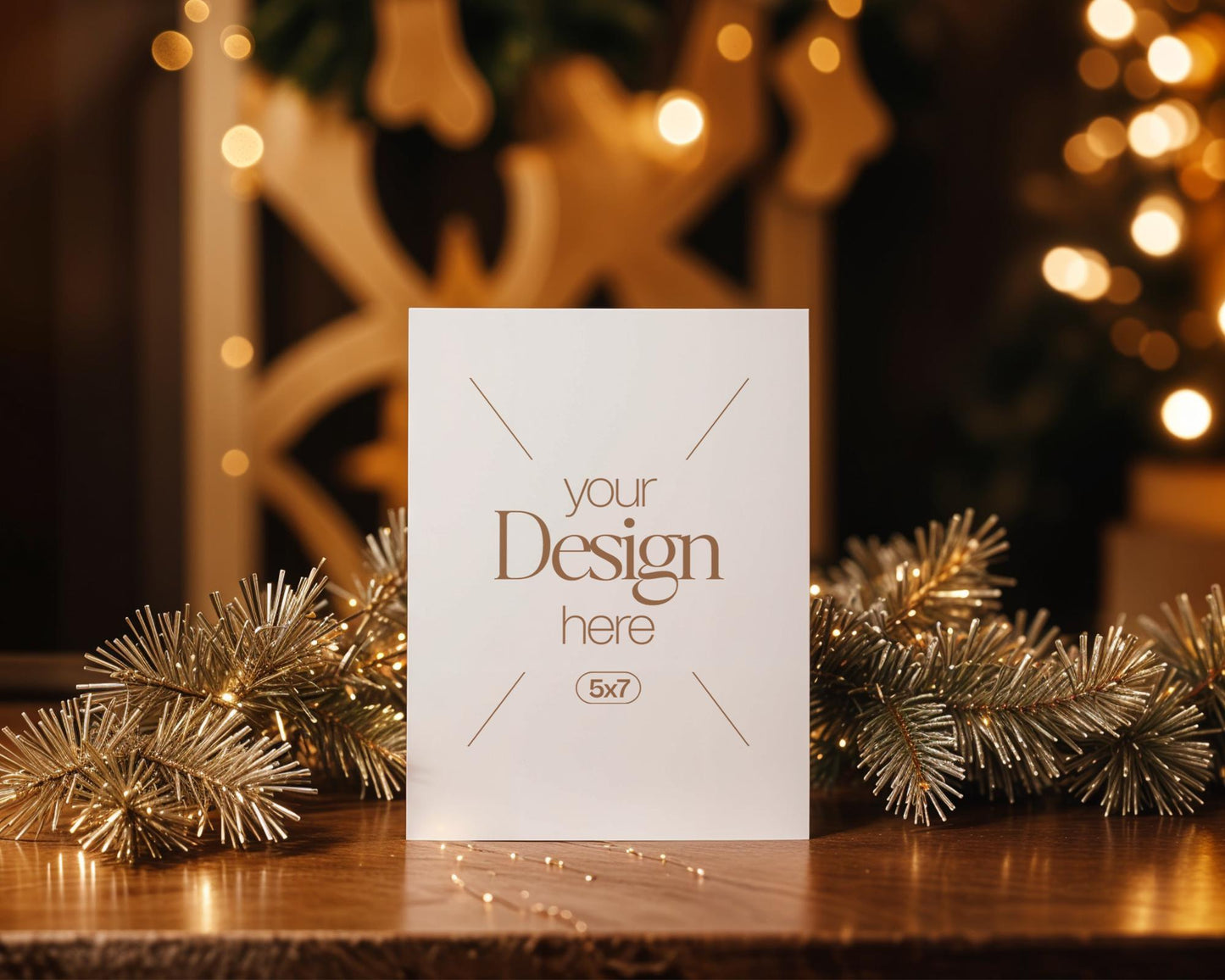 Christmas Card Mockup, White Blank Card Mockup PSD, Invite Card Mockup, Festive Greeting Card Mockup, PSD Smart Object