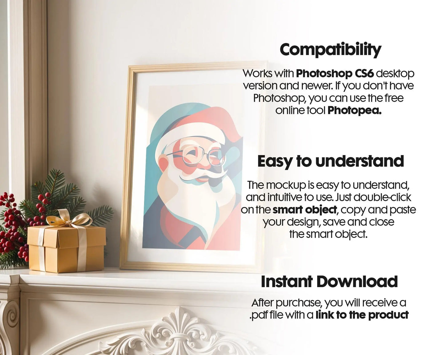 40 Christmas Frame Mockup Bundle PSD, Christmas Holiday Frame Mockup, Christmas Mockup Poster Presentation, Christmas Interior Frame Mockup