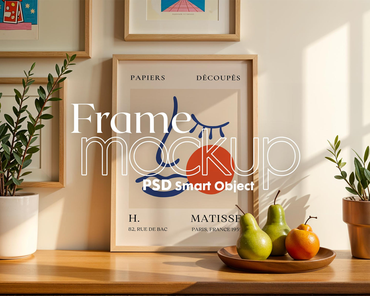 Blank Wooden Poster Frame Mockup PSD , Wall Art Frame Mockup , Instant Artwork & Poster Display Template