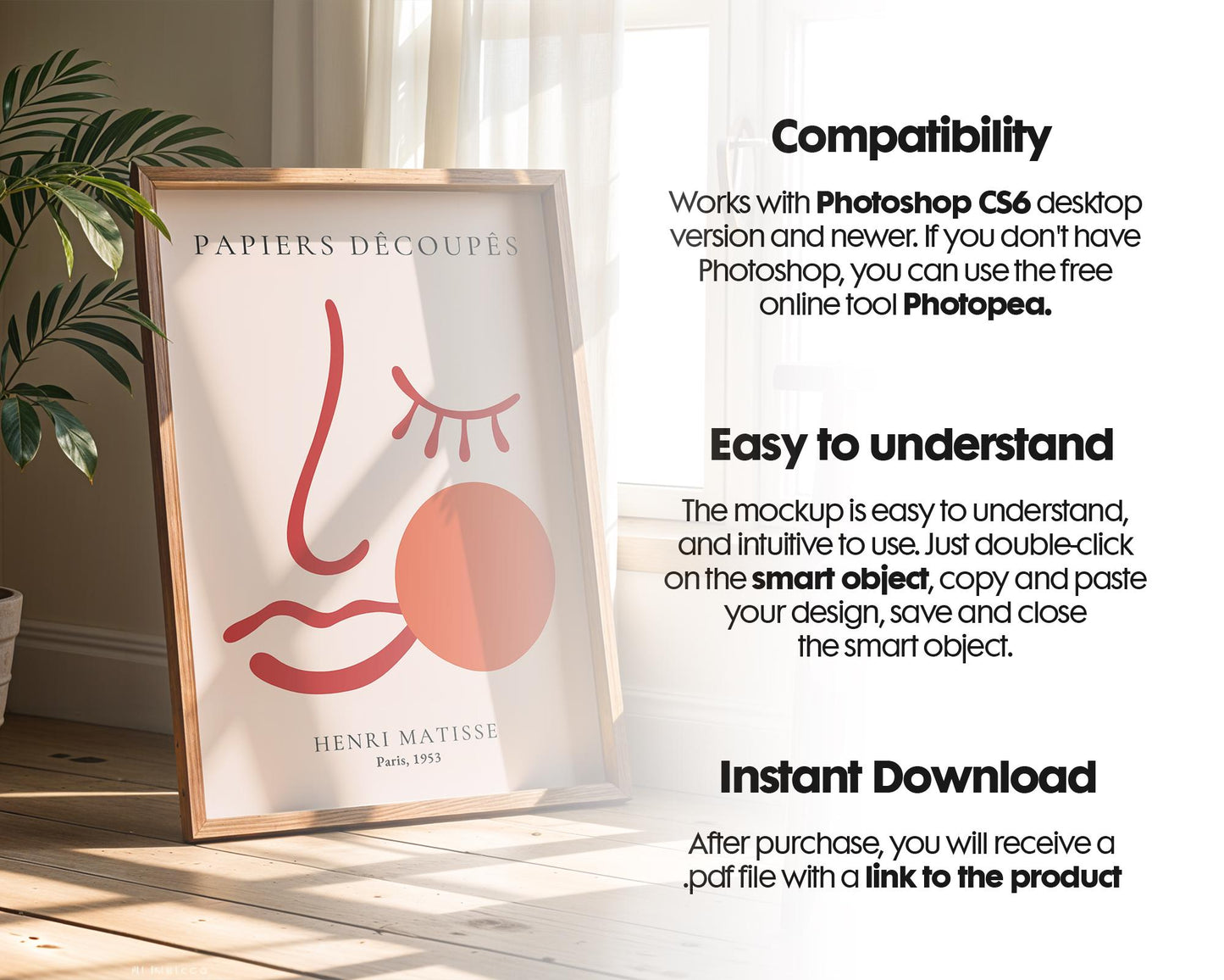 Vertical Frame Mockup, DIN A, iSO A, Photoshop Editable Smart Object, Artwork display, Blank Wooden Poster Frame Mockup