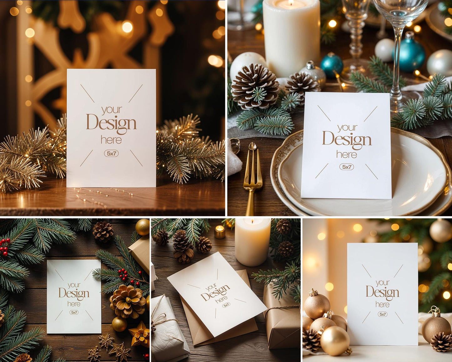 20 Christmas Card Mockup Bundle , White Blank Card Mockup PSD, Invite Card Mockup, Festive Greeting Card Mockup, PSD Smart Object