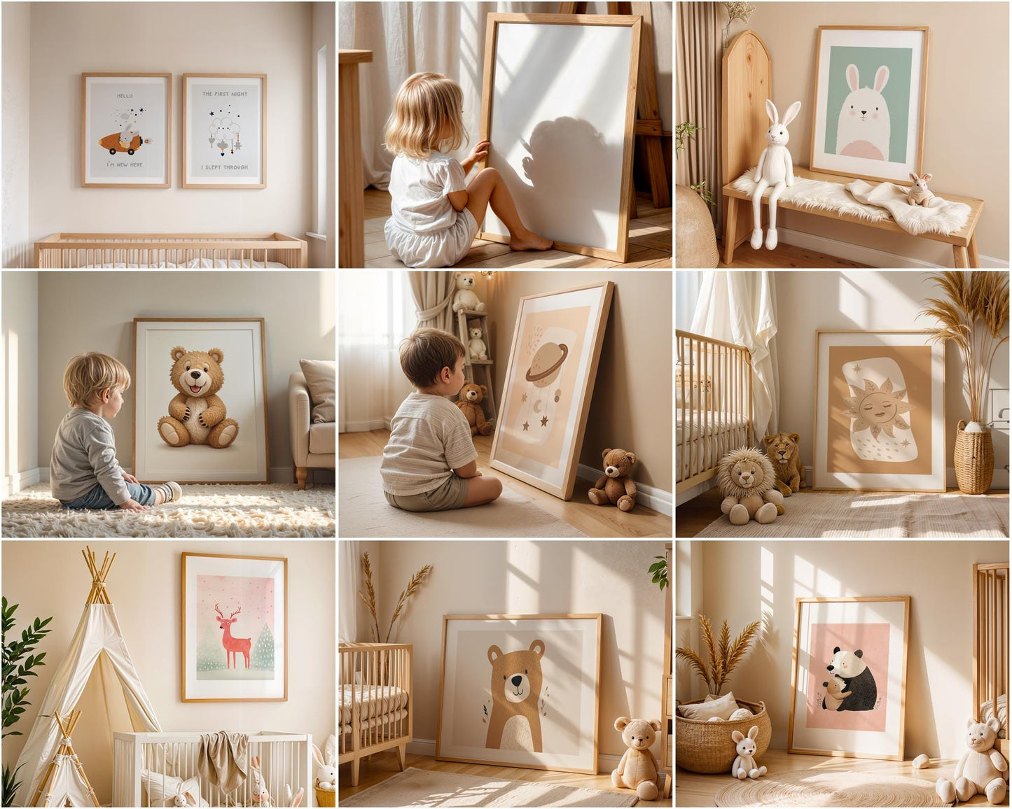 Baby Room Frame Mockup Bundle PSD | 30 High-Quality Frame Mockups | Baby Room Wall Poster | Wall Frame Mockup | Poster Mockup PSD