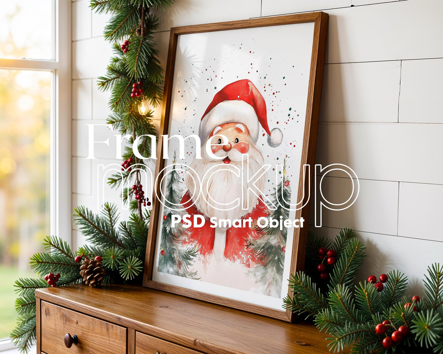 Christmas Frame Mockup PSD, Christmas Holiday Frame Mockup, Christmas Mockup Poster Presentation, Christmas Interior Frame Mockup