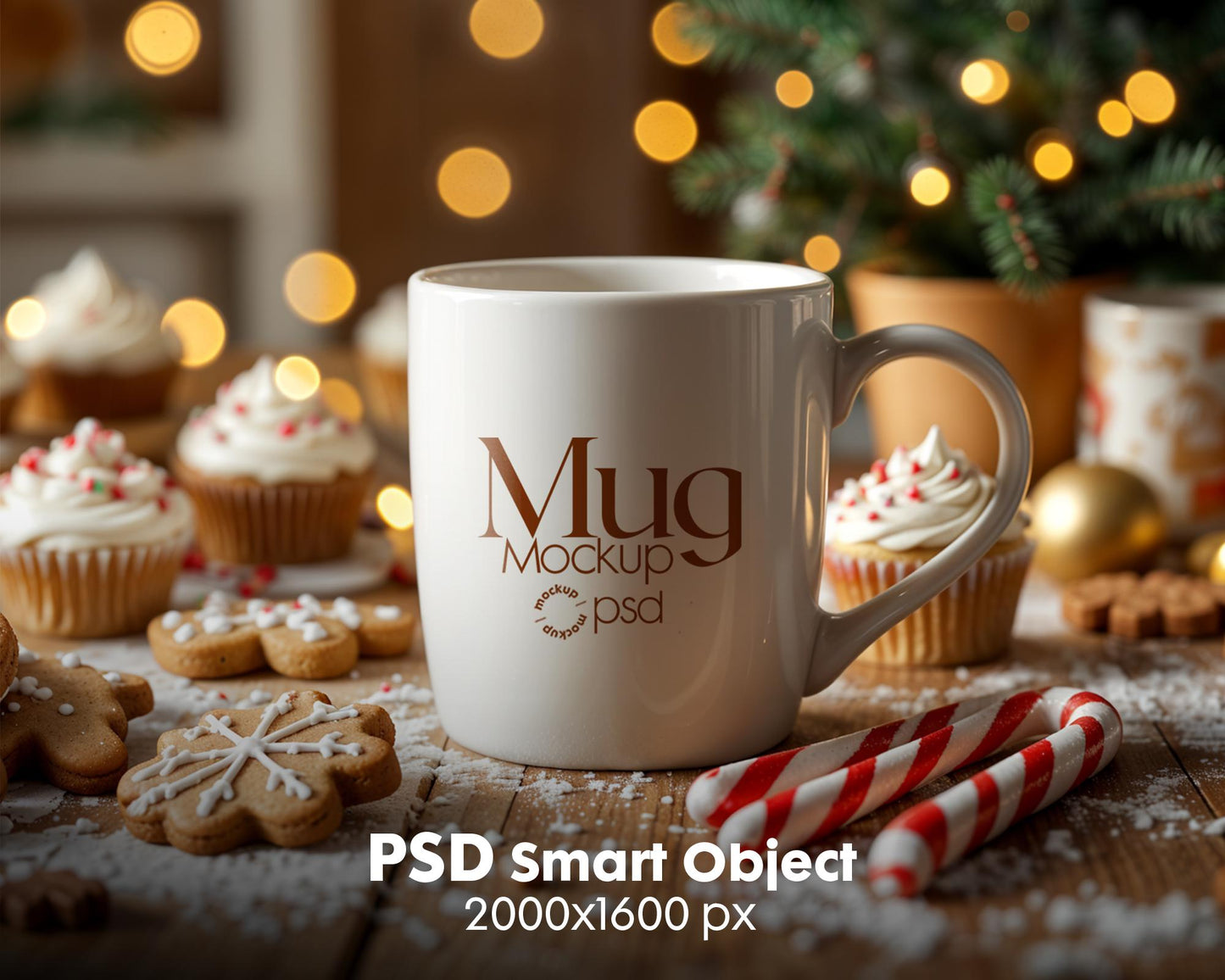 Christmas Mug Mockup PSD, Winter White Ceramic Cup Mockup Coffee Mug Mockups, White Coffee Mug 11oz Holidays Mug Mockup