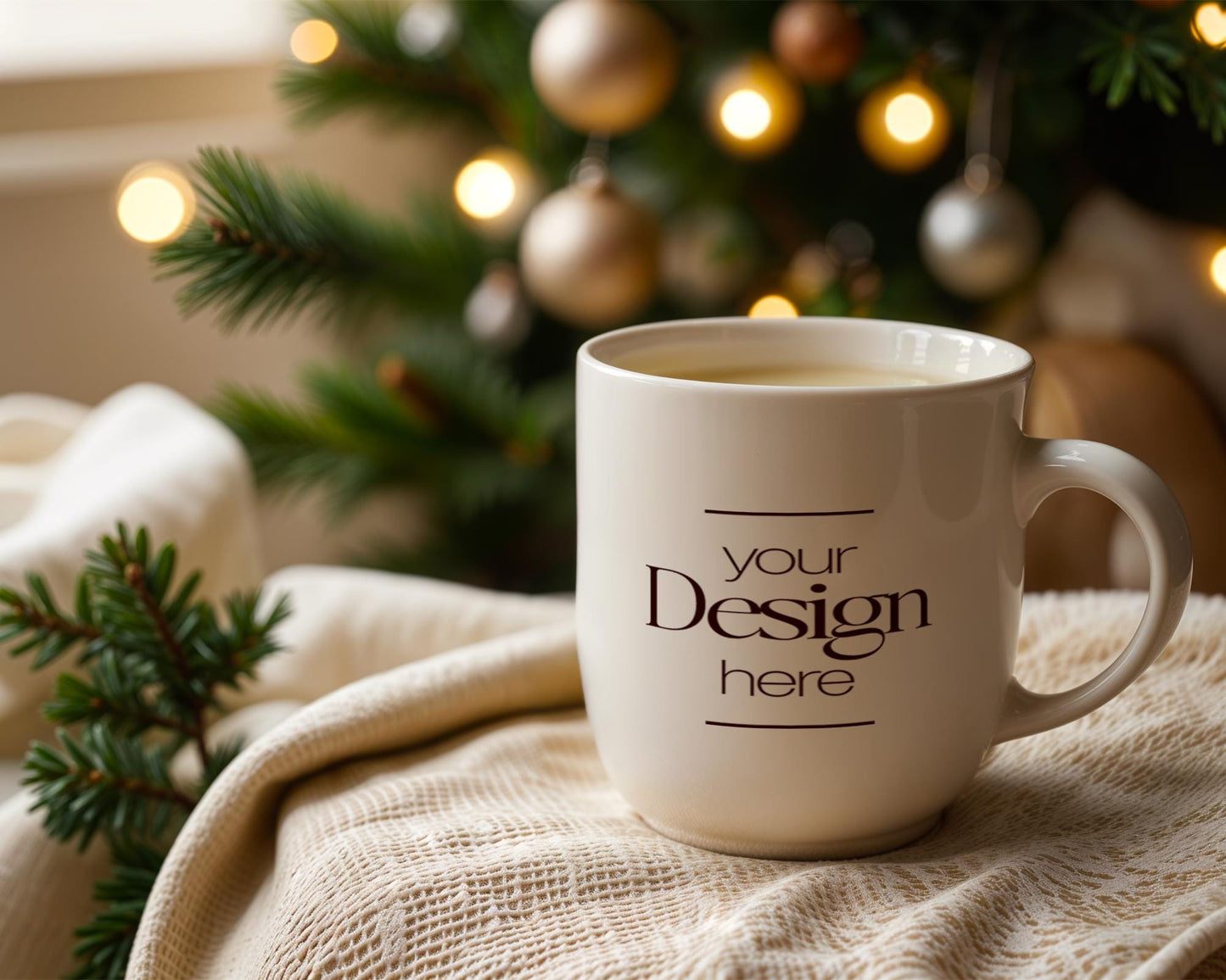 Christmas Mug Mockup PSD, Winter White Ceramic Cup Mockup Coffee Mug Mockups, White Coffee Mug 11oz Holidays Mockup