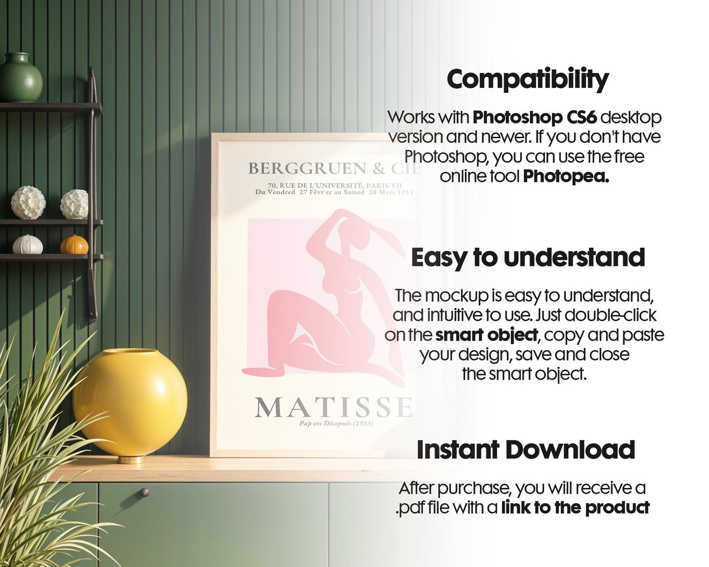 Vertical Frame Mockup, DIN A, iSO A, Photoshop Editable Smart Object, Artwork display, Blank Wooden Poster Frame Mockup
