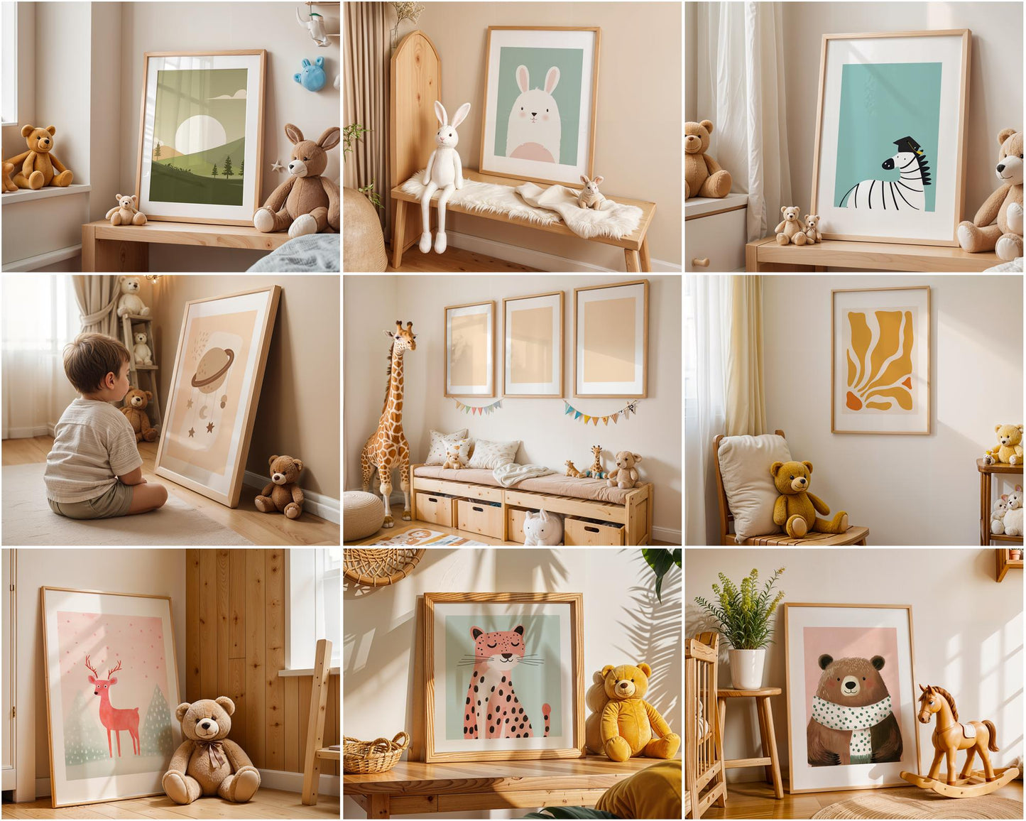 Baby Room Frame Mockup Bundle PSD | 30 High-Quality Frame Mockups | Baby Room Wall Poster | Wall Frame Mockup | Poster Mockup PSD