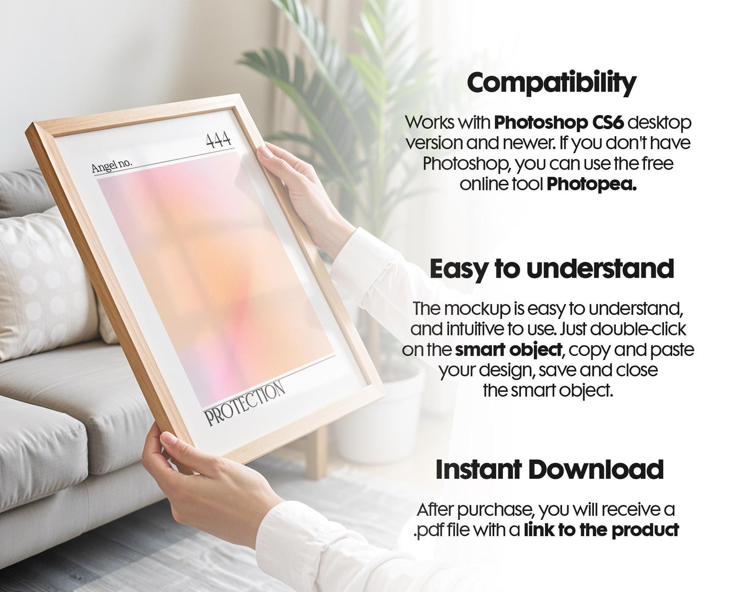 Frame Mockup With Person, Person Holding Frame Mockup PSD, Din A Frame Template For Wall Art, Artwork Mock Up