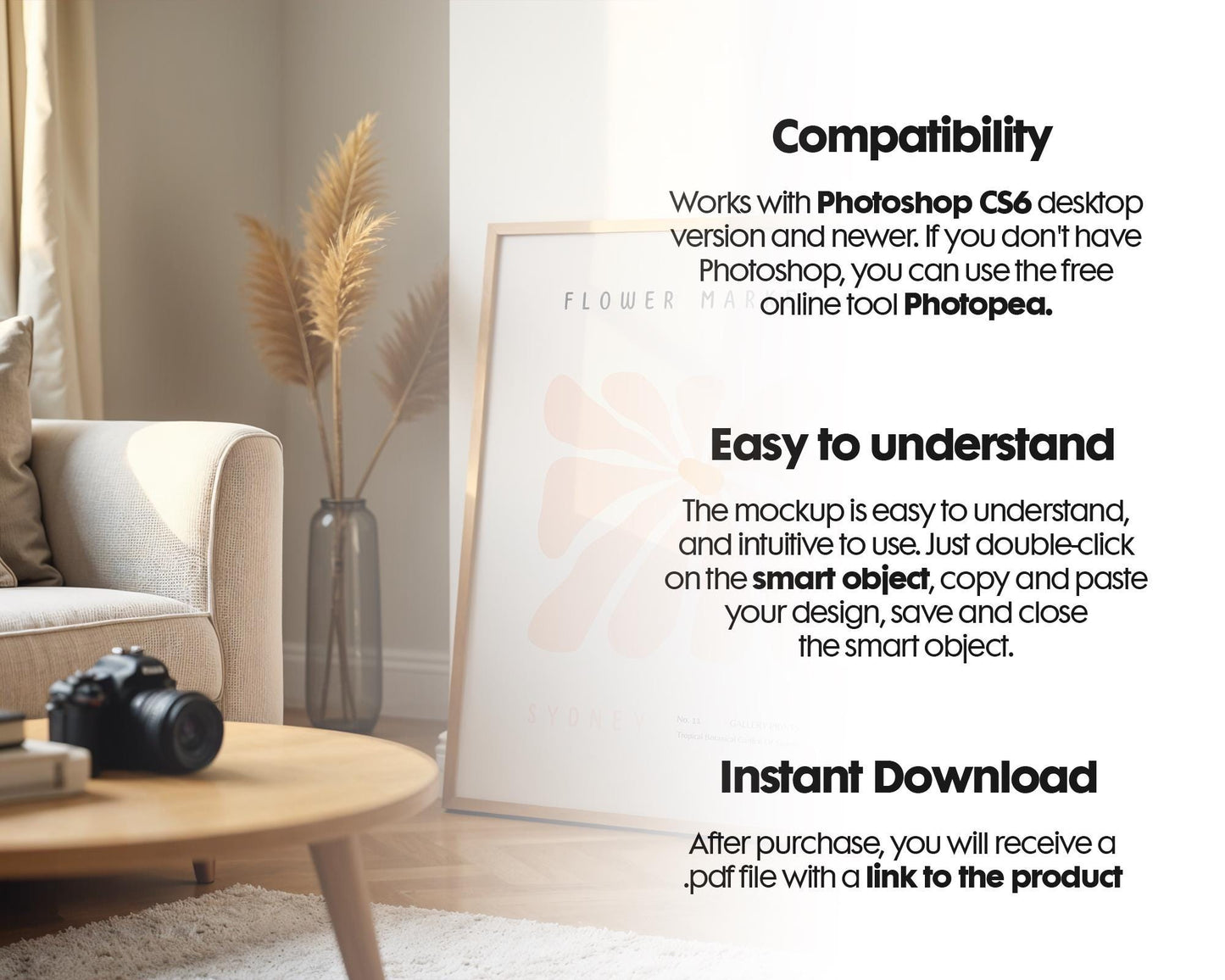 Frame Mockup in Home Interior | Frame Mockup Frames | Interior Wall Poster | Interior Poster Shop Mockup